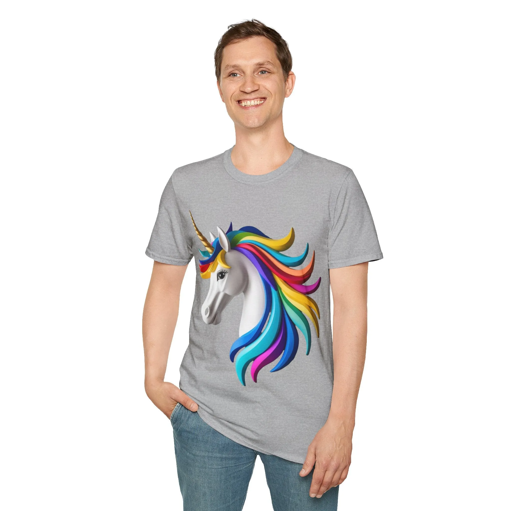 "Rainbow Unicorn Graphic T-Shirt - Vibrant Fantasy Animal Print Tee for Unicorn Lovers"
