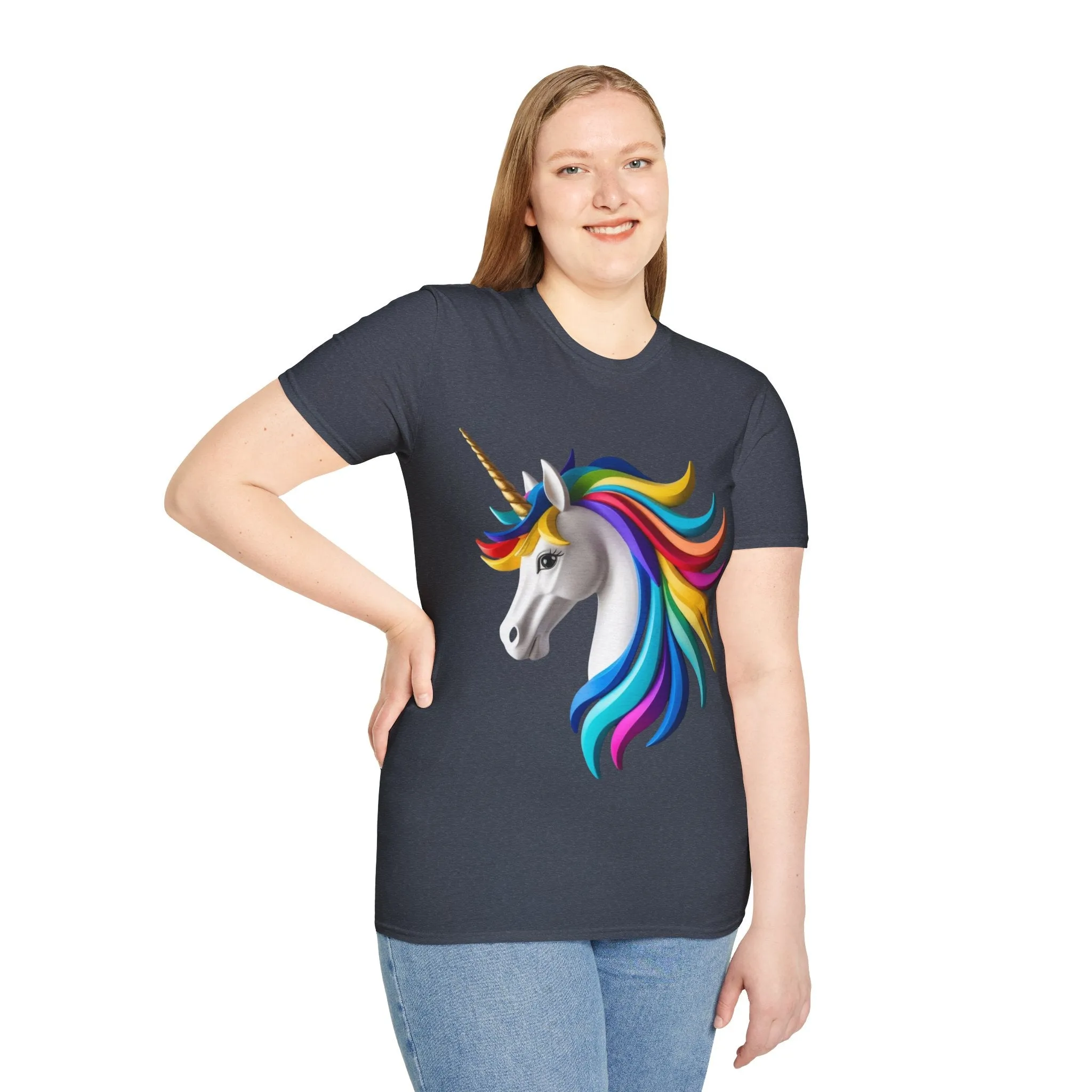 "Rainbow Unicorn Graphic T-Shirt - Vibrant Fantasy Animal Print Tee for Unicorn Lovers"