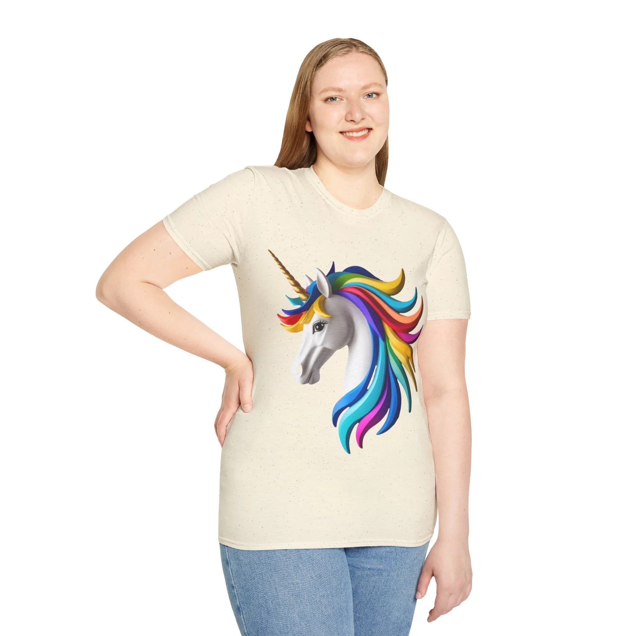 "Rainbow Unicorn Graphic T-Shirt - Vibrant Fantasy Animal Print Tee for Unicorn Lovers"