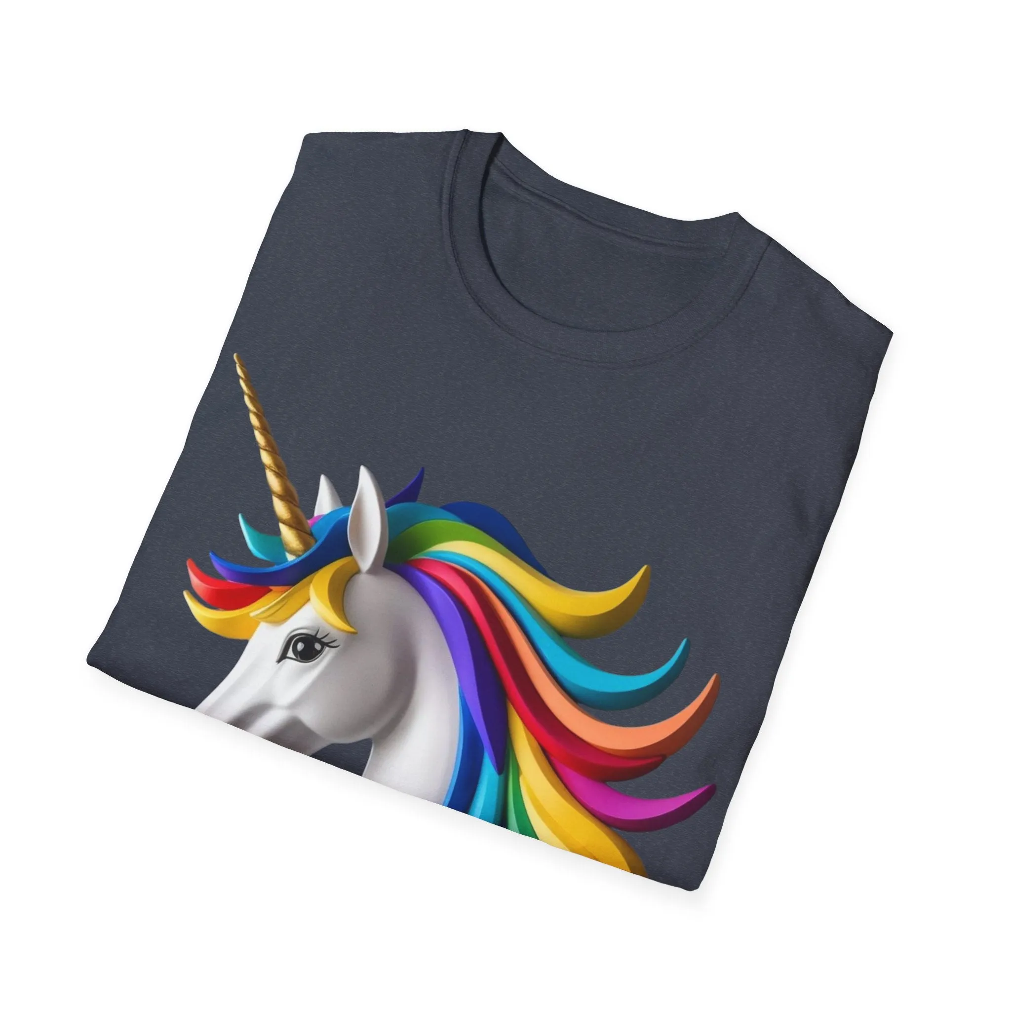 "Rainbow Unicorn Graphic T-Shirt - Vibrant Fantasy Animal Print Tee for Unicorn Lovers"