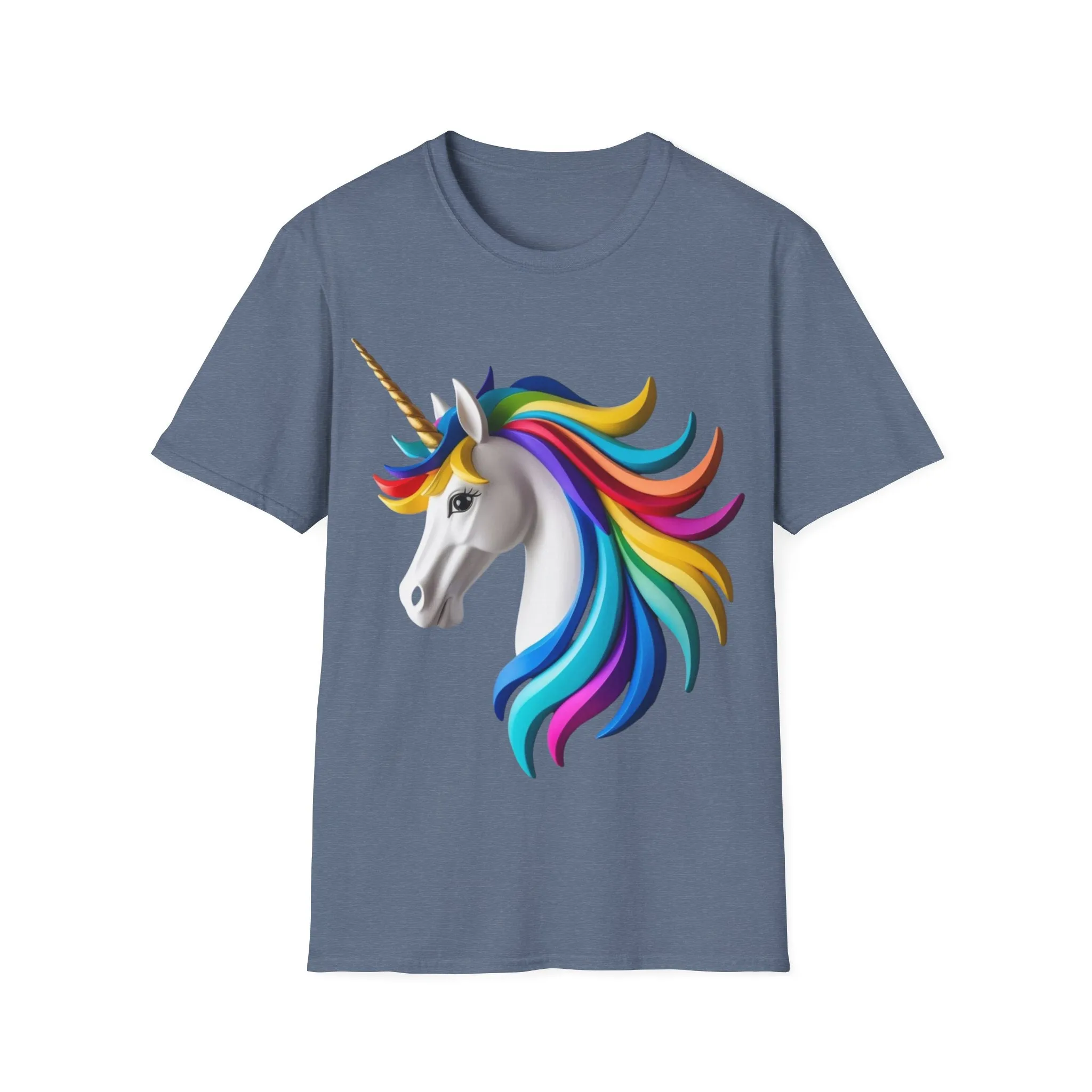 "Rainbow Unicorn Graphic T-Shirt - Vibrant Fantasy Animal Print Tee for Unicorn Lovers"