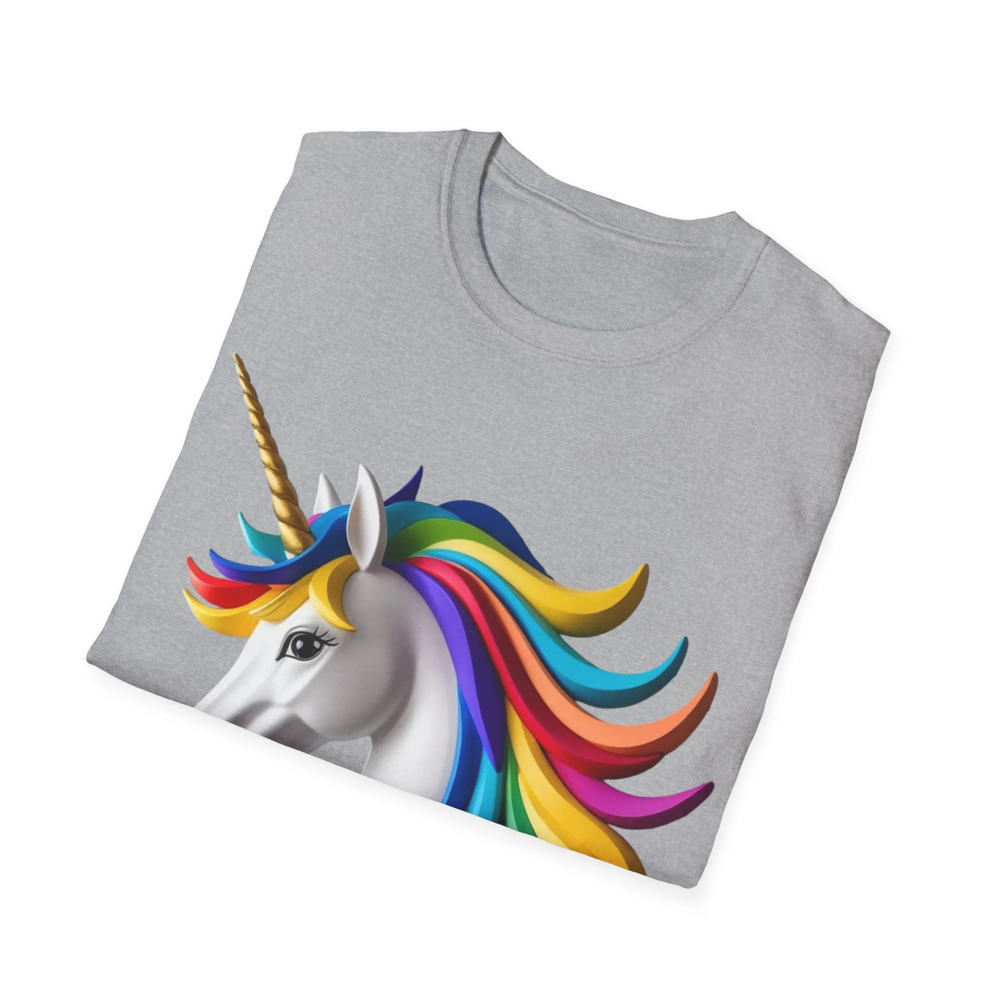 "Rainbow Unicorn Graphic T-Shirt - Vibrant Fantasy Animal Print Tee for Unicorn Lovers"