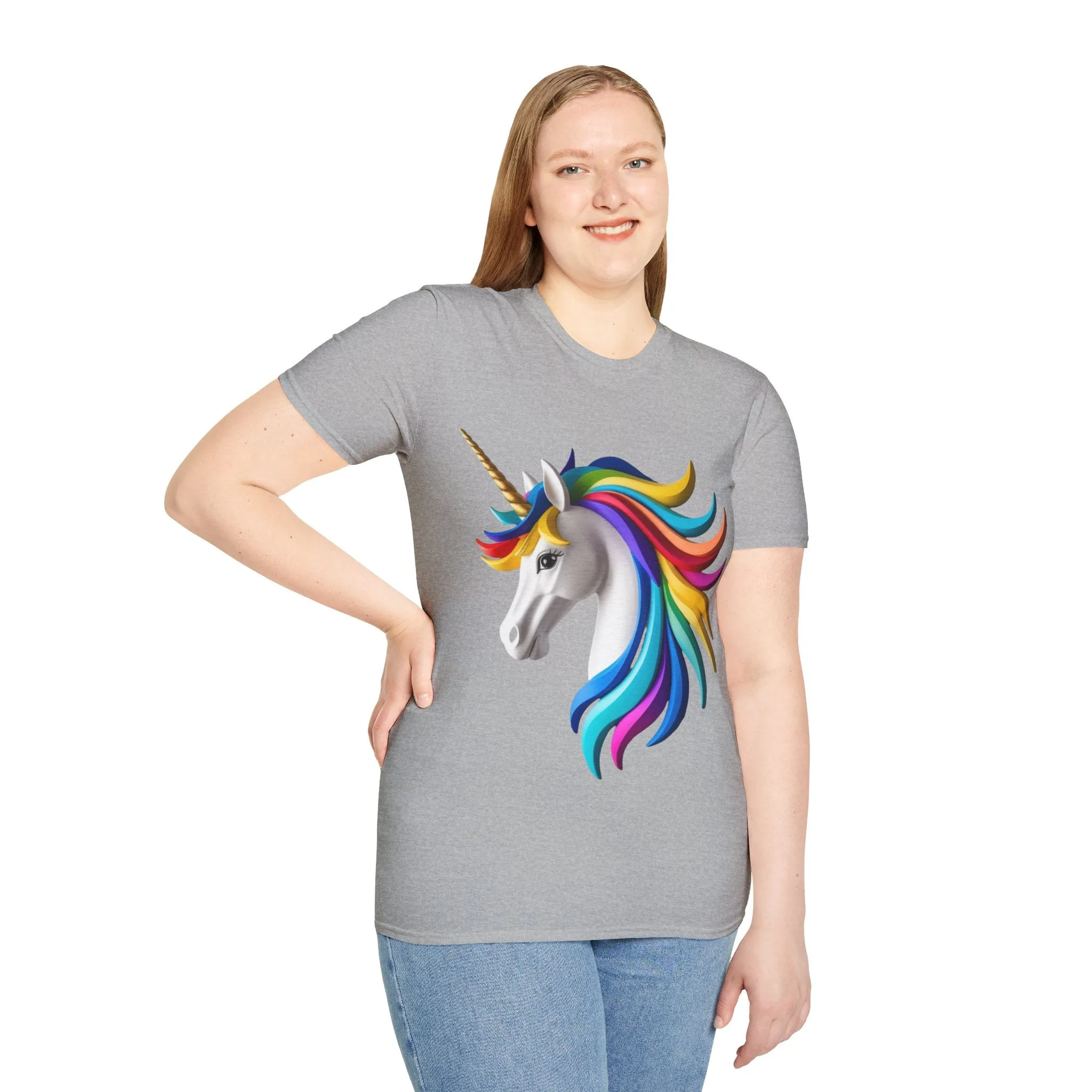 "Rainbow Unicorn Graphic T-Shirt - Vibrant Fantasy Animal Print Tee for Unicorn Lovers"