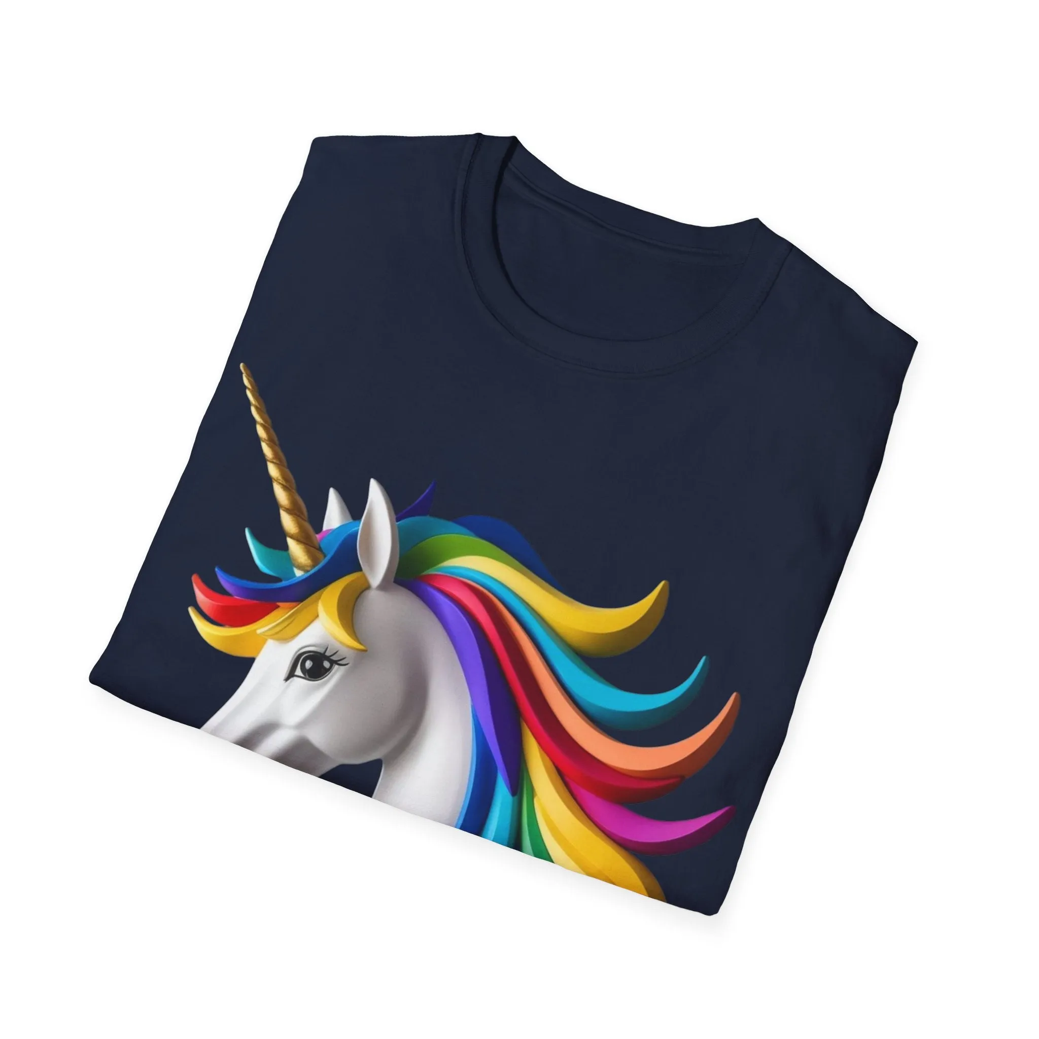 "Rainbow Unicorn Graphic T-Shirt - Vibrant Fantasy Animal Print Tee for Unicorn Lovers"