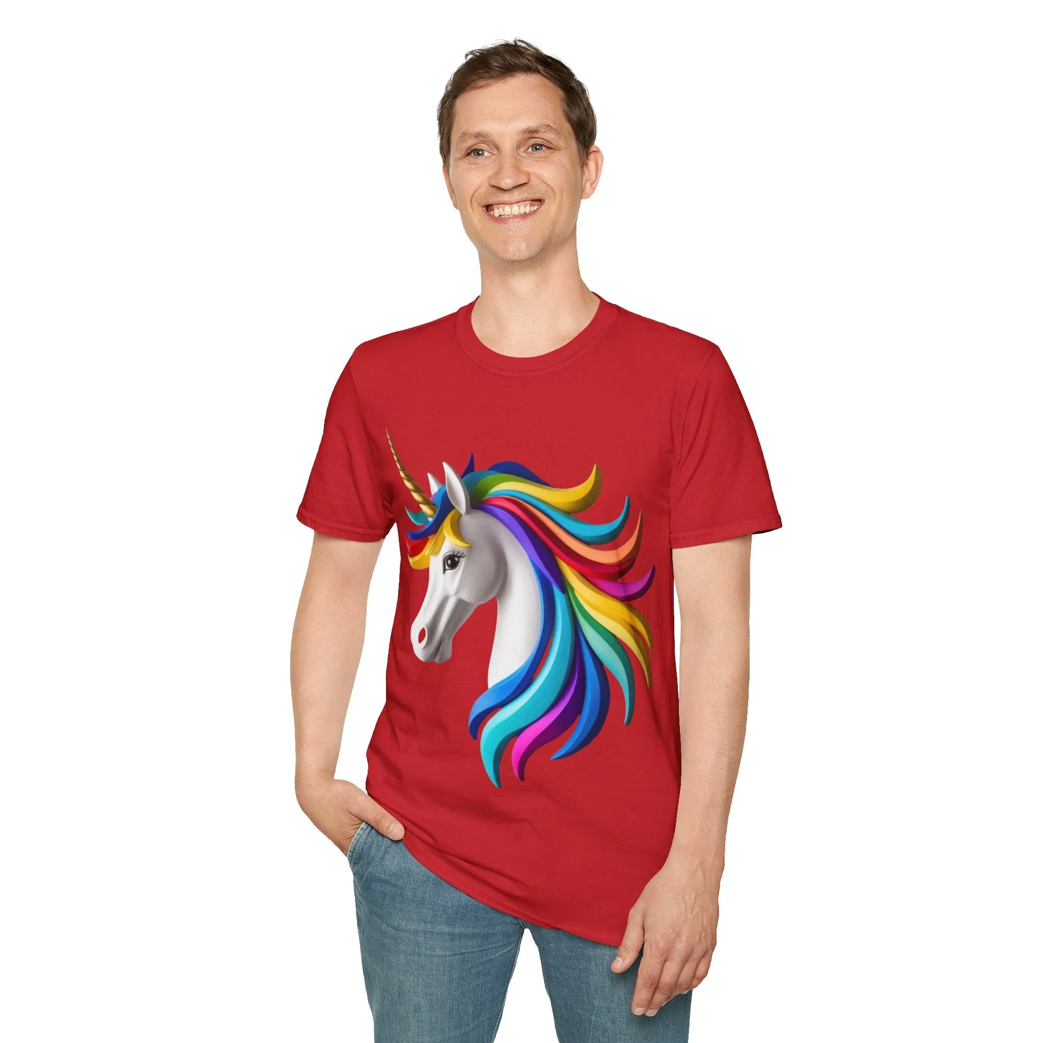 "Rainbow Unicorn Graphic T-Shirt - Vibrant Fantasy Animal Print Tee for Unicorn Lovers"
