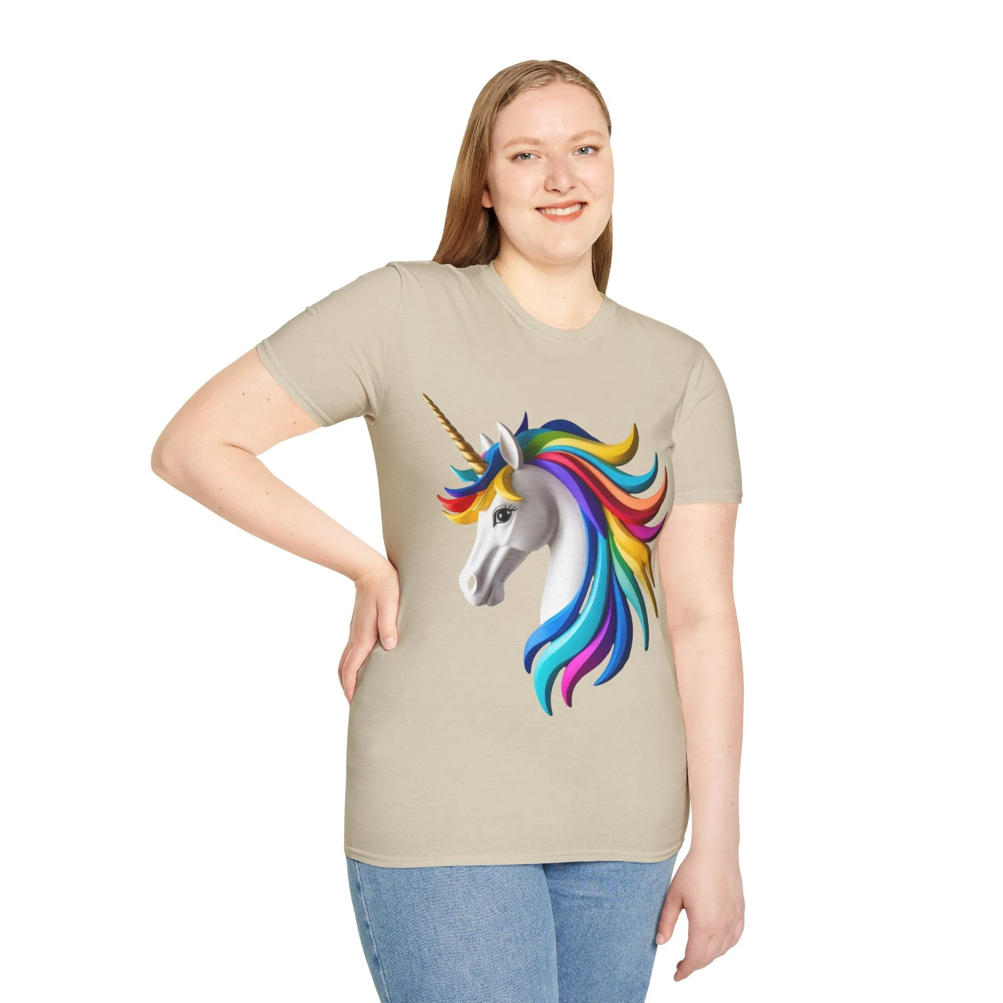 "Rainbow Unicorn Graphic T-Shirt - Vibrant Fantasy Animal Print Tee for Unicorn Lovers"