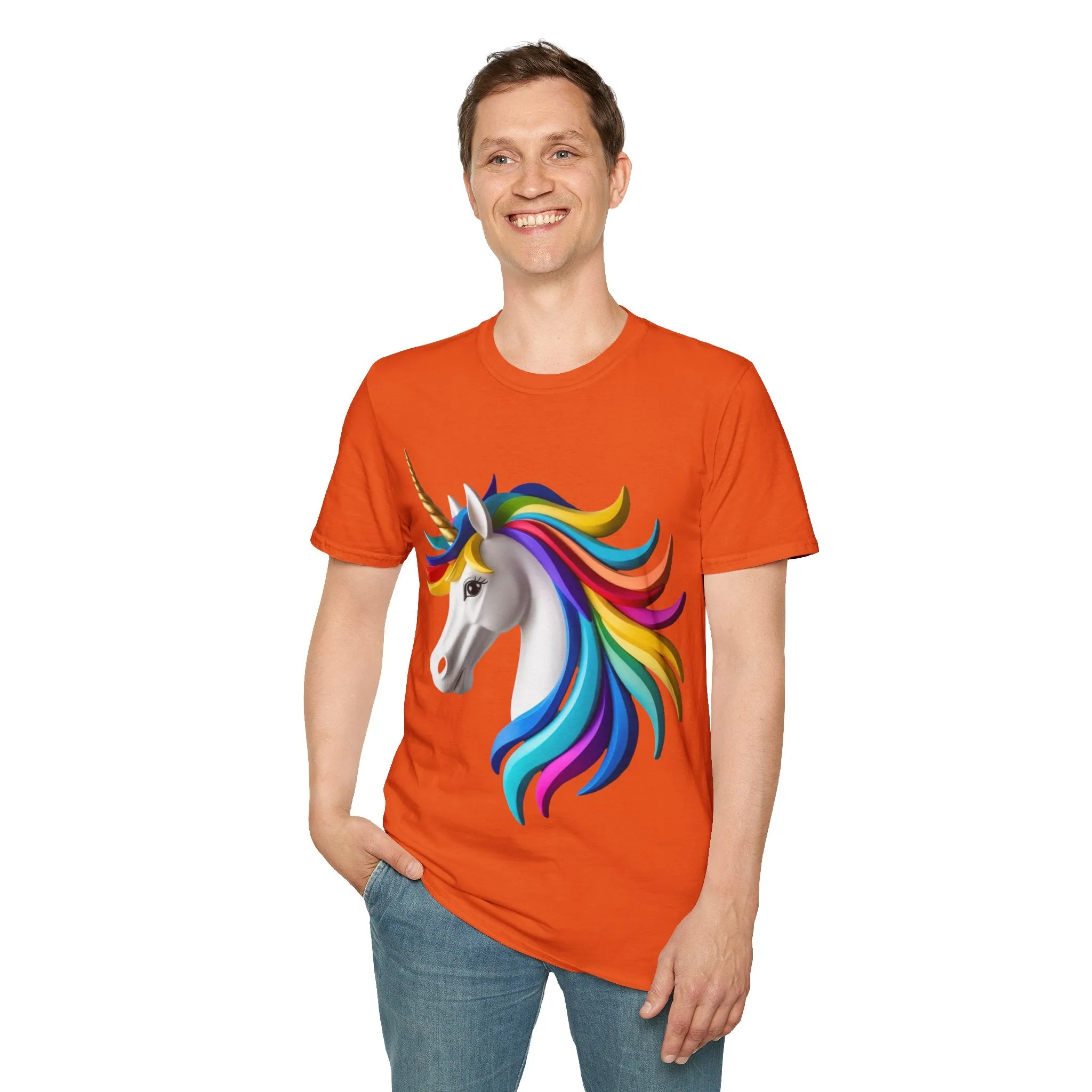 "Rainbow Unicorn Graphic T-Shirt - Vibrant Fantasy Animal Print Tee for Unicorn Lovers"