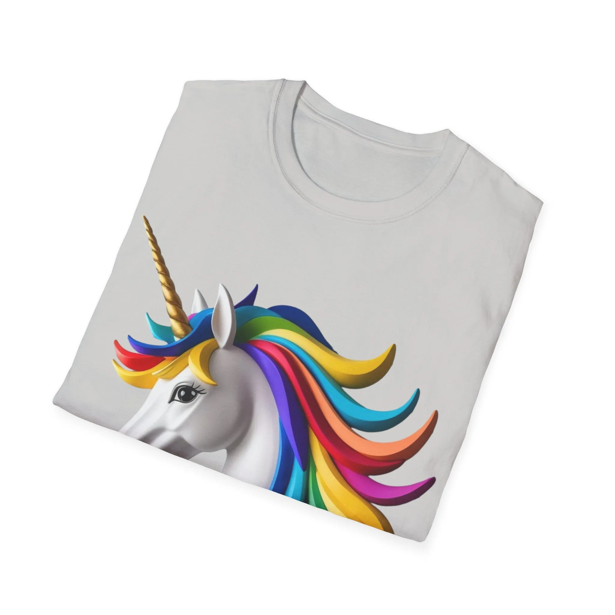 "Rainbow Unicorn Graphic T-Shirt - Vibrant Fantasy Animal Print Tee for Unicorn Lovers"