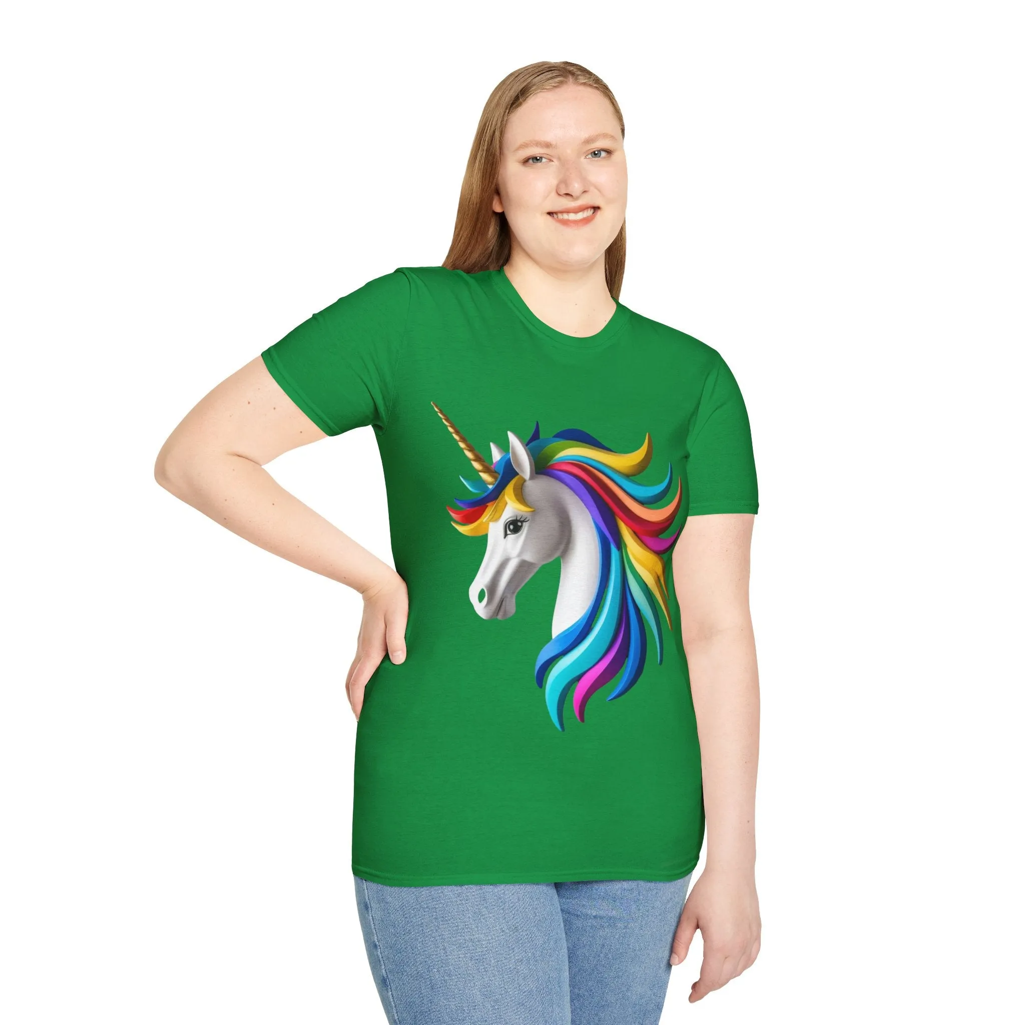 "Rainbow Unicorn Graphic T-Shirt - Vibrant Fantasy Animal Print Tee for Unicorn Lovers"