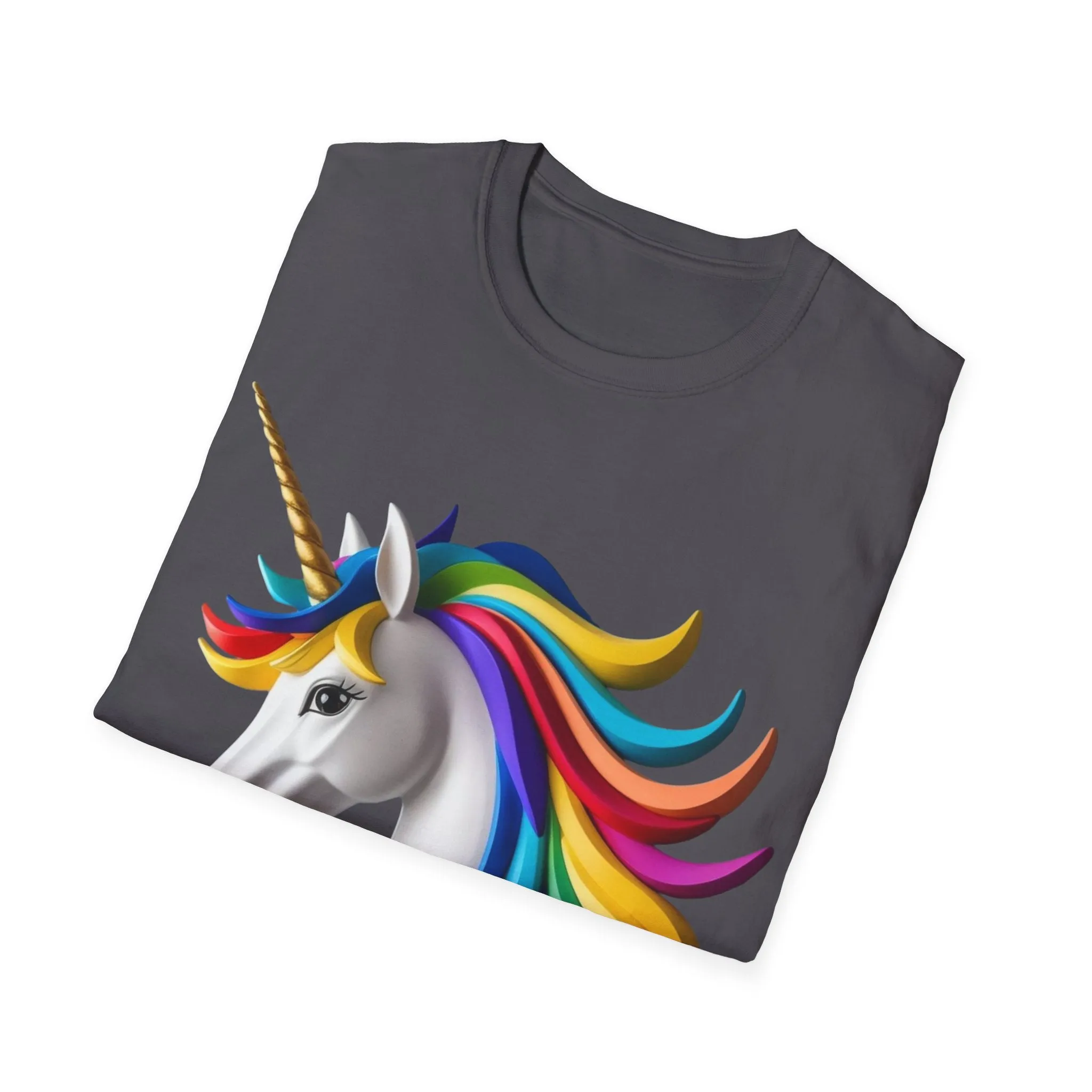 "Rainbow Unicorn Graphic T-Shirt - Vibrant Fantasy Animal Print Tee for Unicorn Lovers"