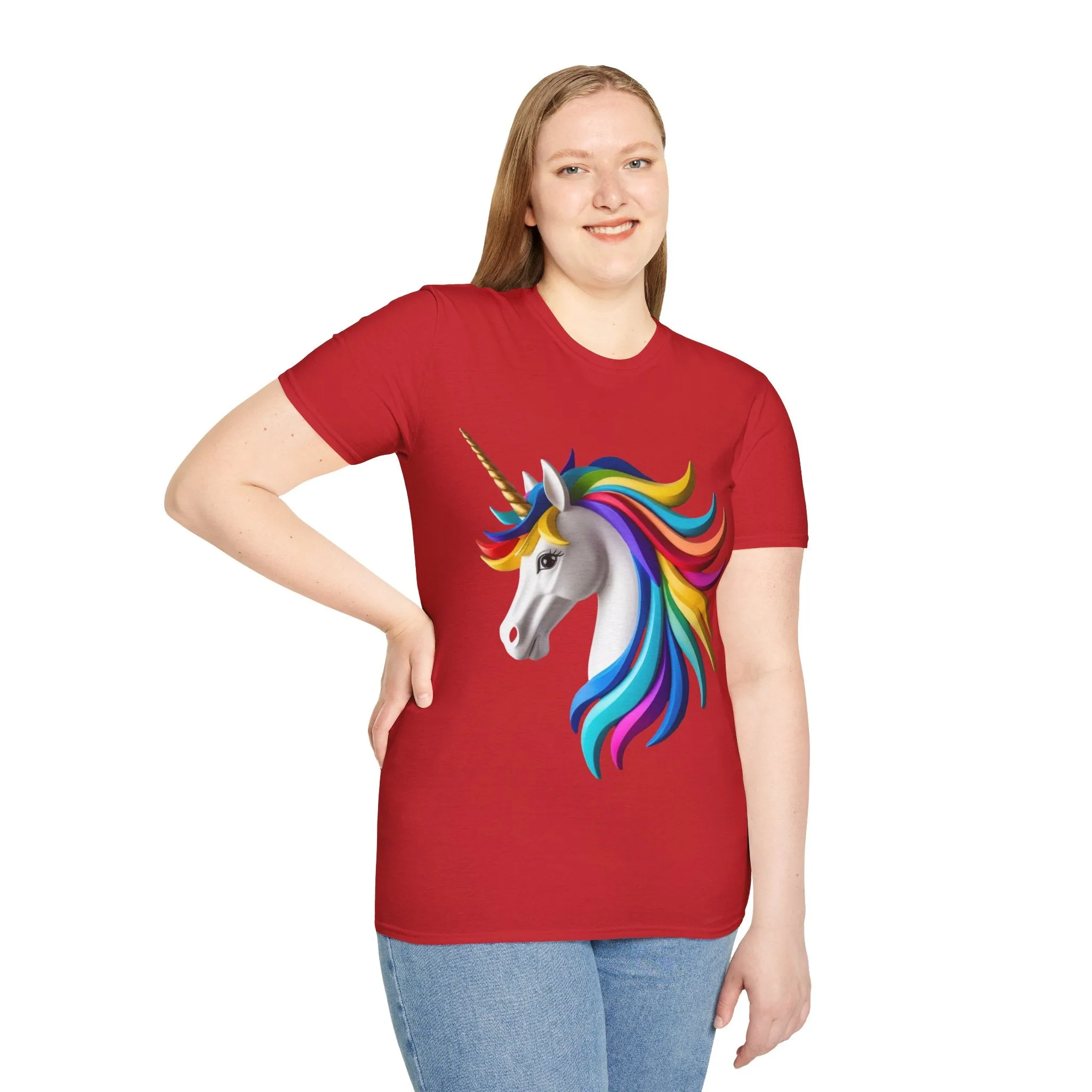 "Rainbow Unicorn Graphic T-Shirt - Vibrant Fantasy Animal Print Tee for Unicorn Lovers"