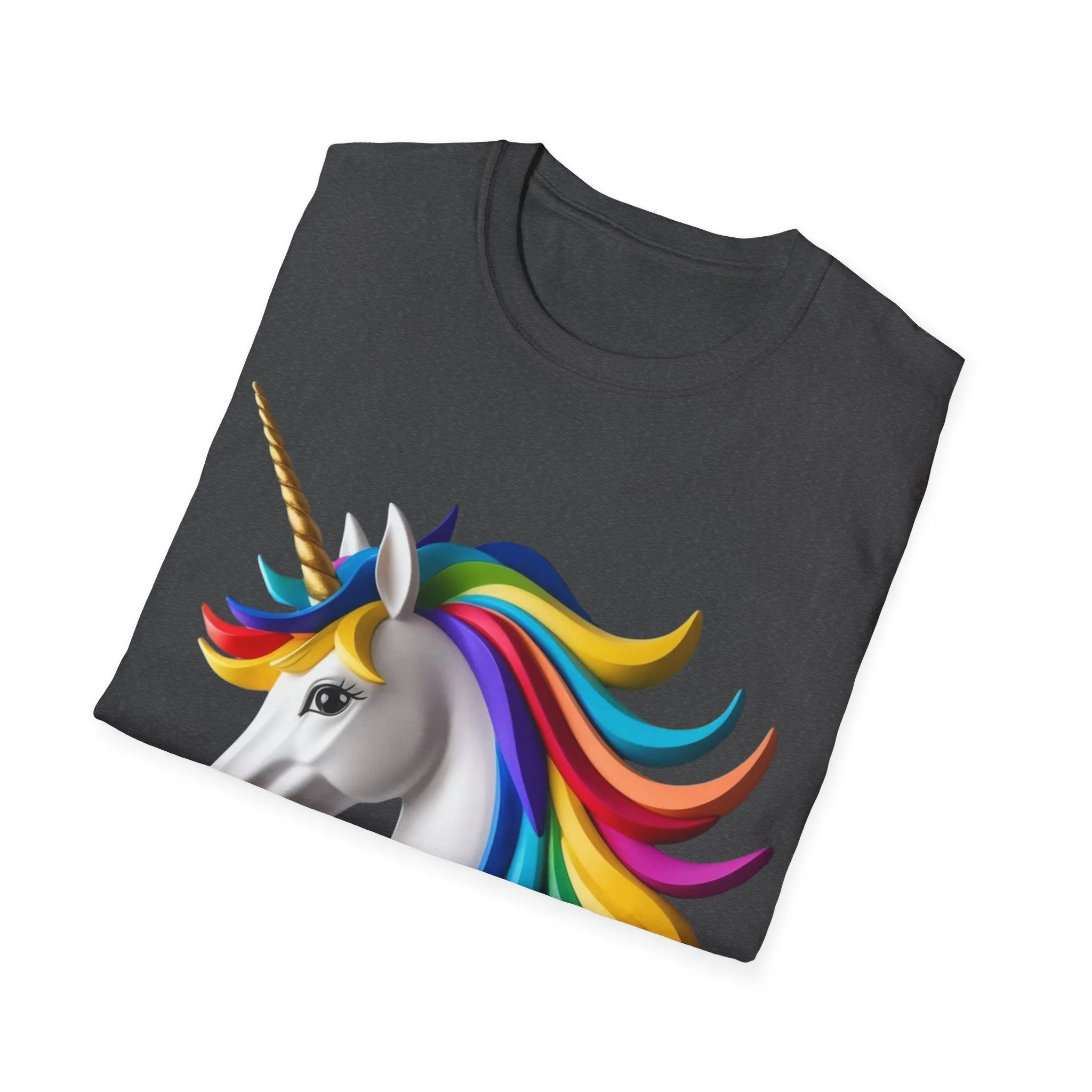 "Rainbow Unicorn Graphic T-Shirt - Vibrant Fantasy Animal Print Tee for Unicorn Lovers"