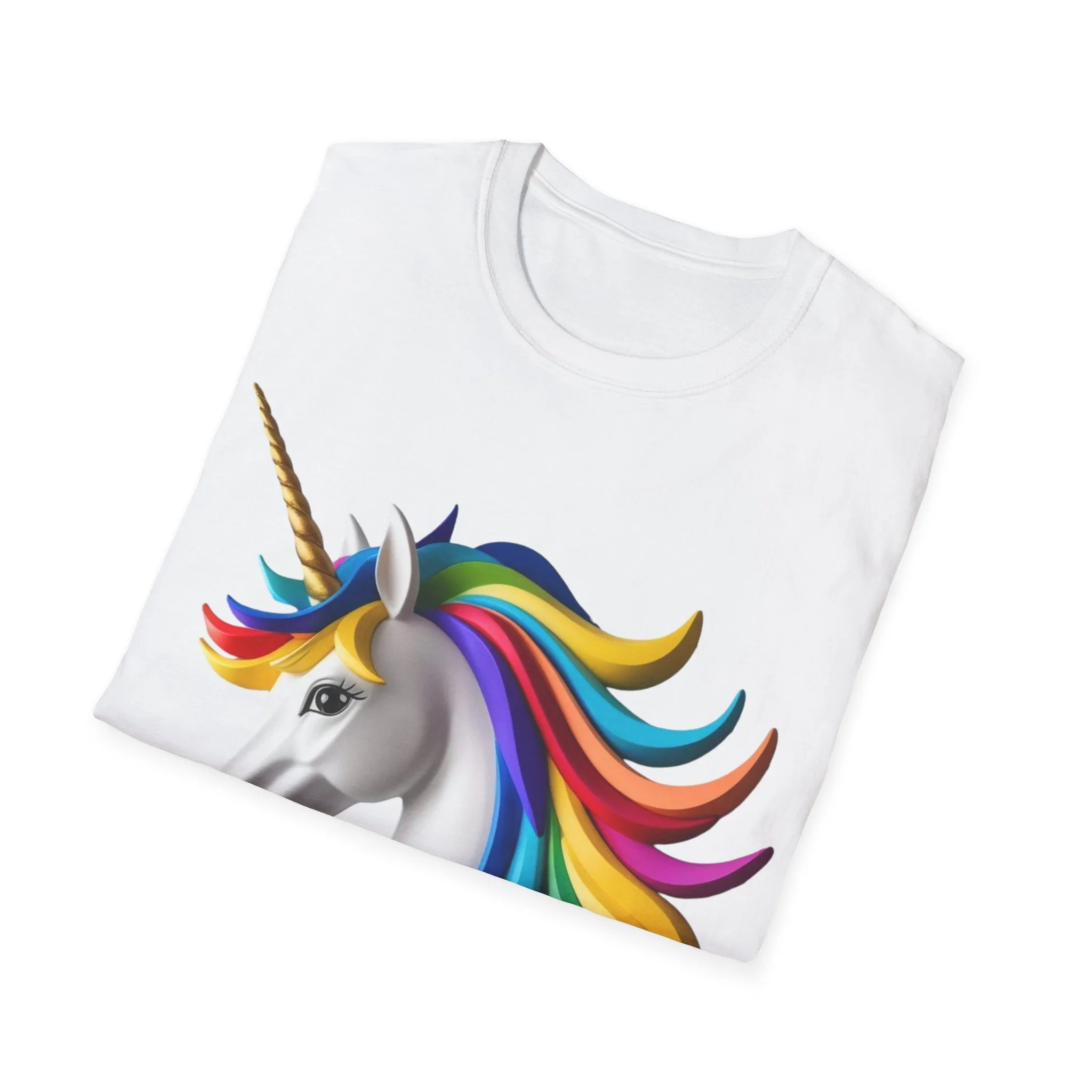"Rainbow Unicorn Graphic T-Shirt - Vibrant Fantasy Animal Print Tee for Unicorn Lovers"