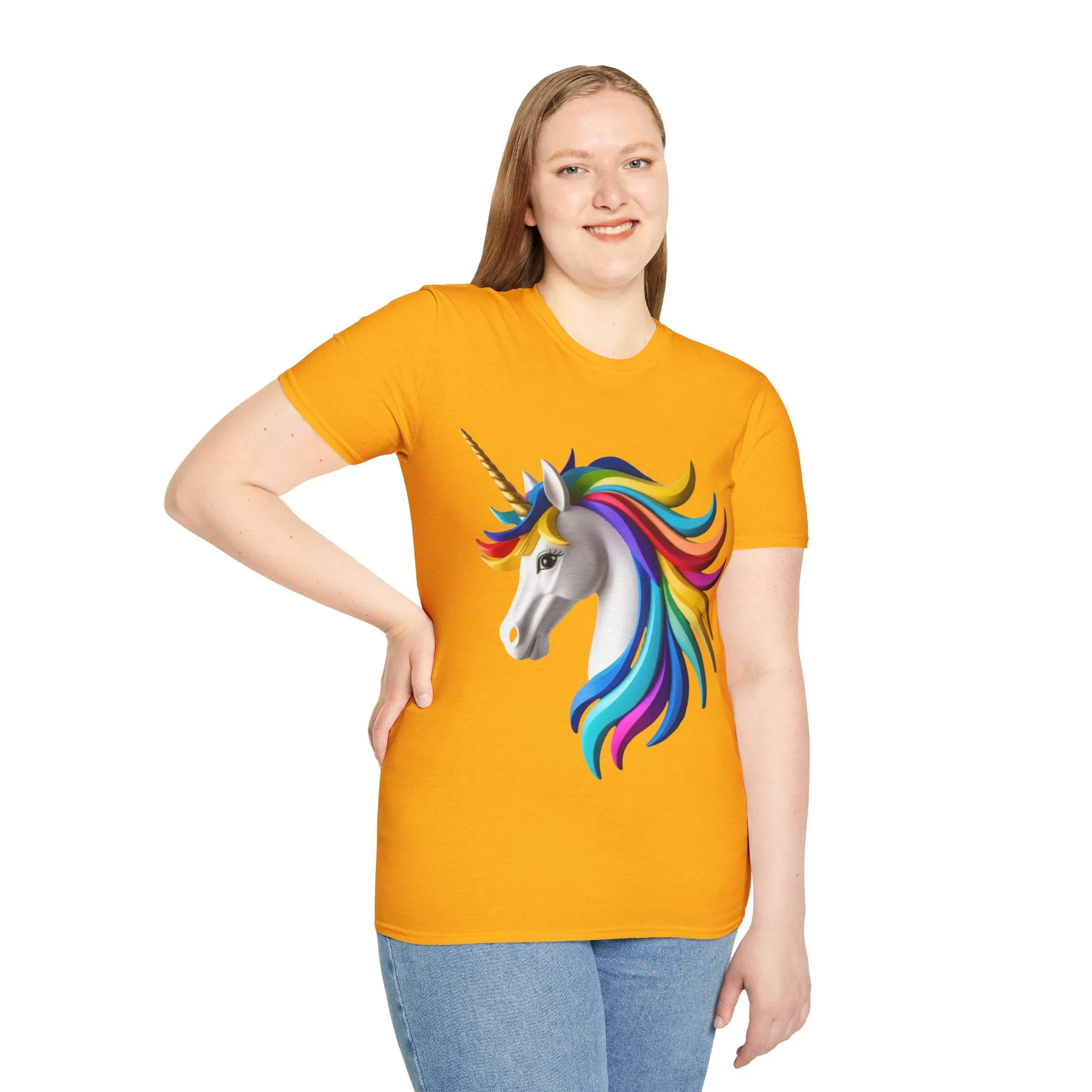 "Rainbow Unicorn Graphic T-Shirt - Vibrant Fantasy Animal Print Tee for Unicorn Lovers"
