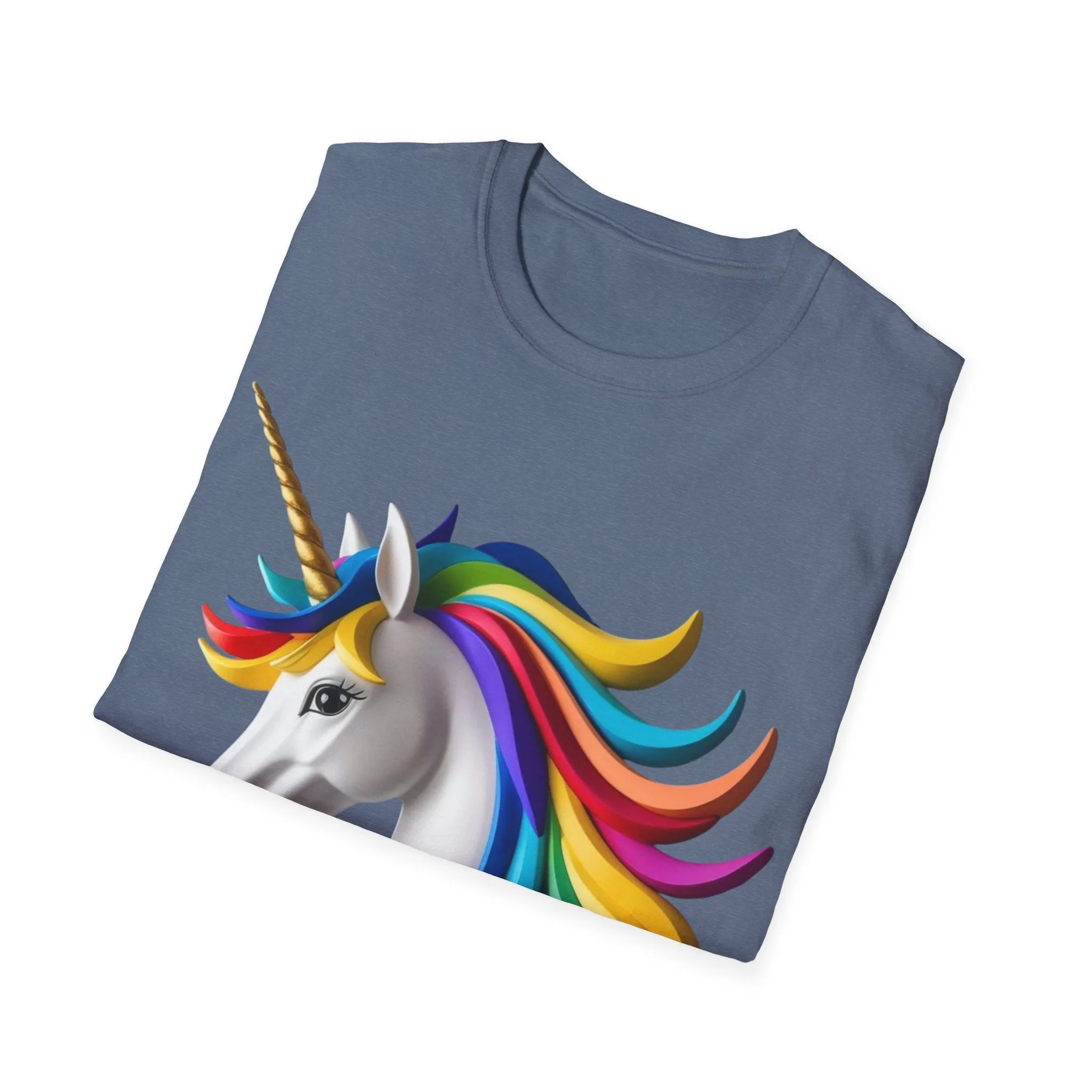 "Rainbow Unicorn Graphic T-Shirt - Vibrant Fantasy Animal Print Tee for Unicorn Lovers"