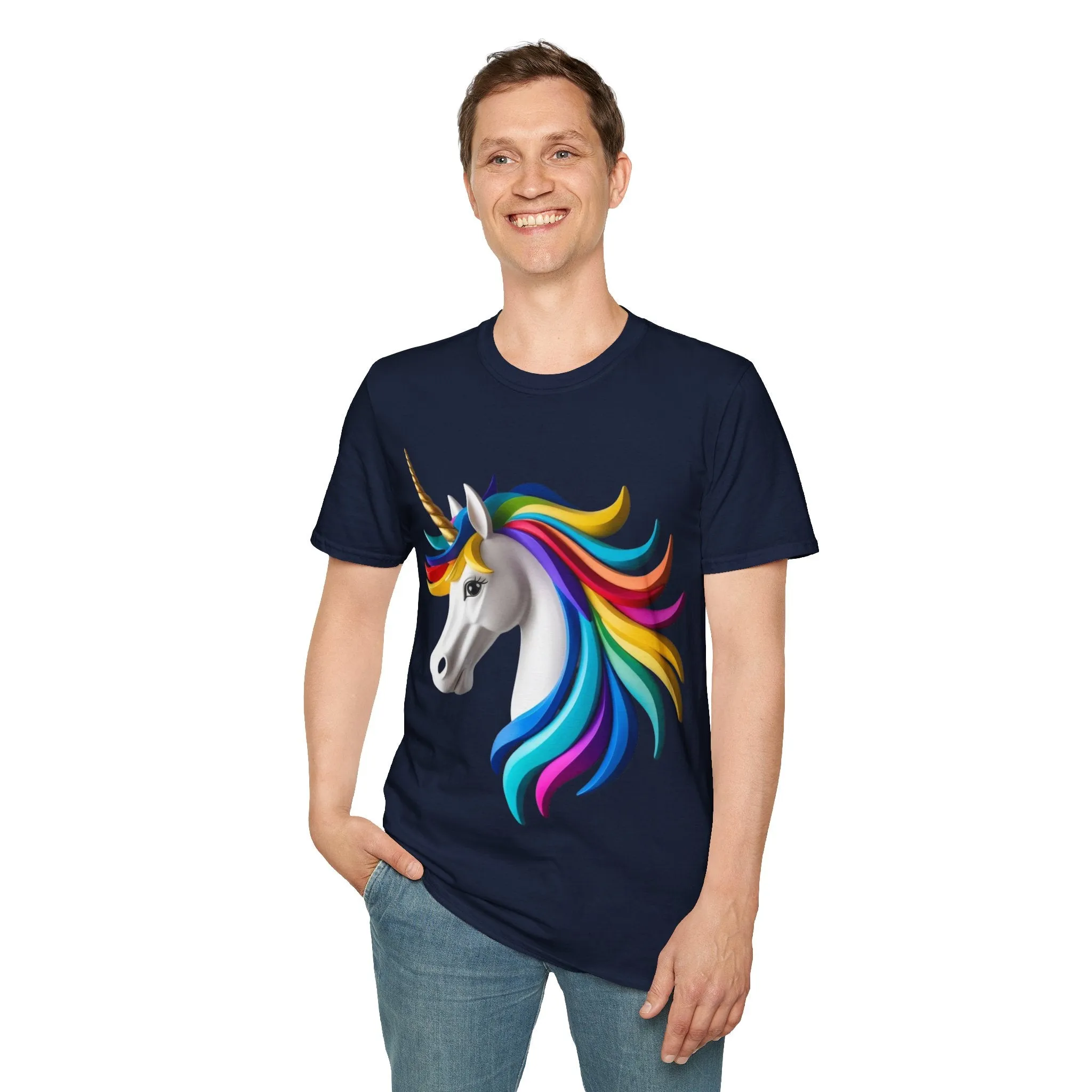 "Rainbow Unicorn Graphic T-Shirt - Vibrant Fantasy Animal Print Tee for Unicorn Lovers"