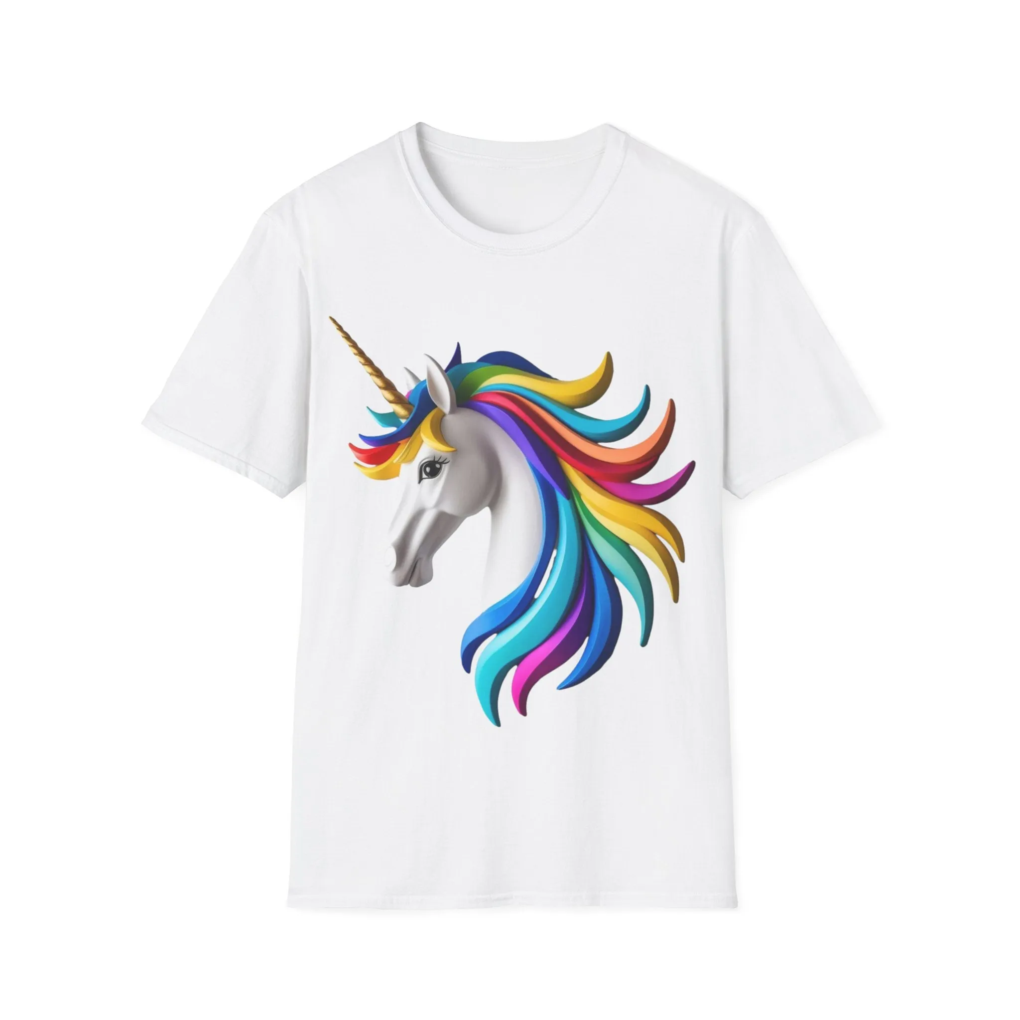 "Rainbow Unicorn Graphic T-Shirt - Vibrant Fantasy Animal Print Tee for Unicorn Lovers"