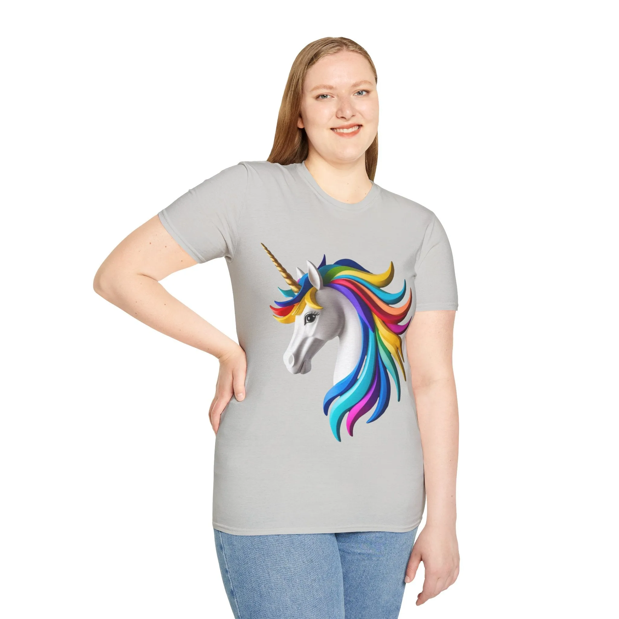 "Rainbow Unicorn Graphic T-Shirt - Vibrant Fantasy Animal Print Tee for Unicorn Lovers"