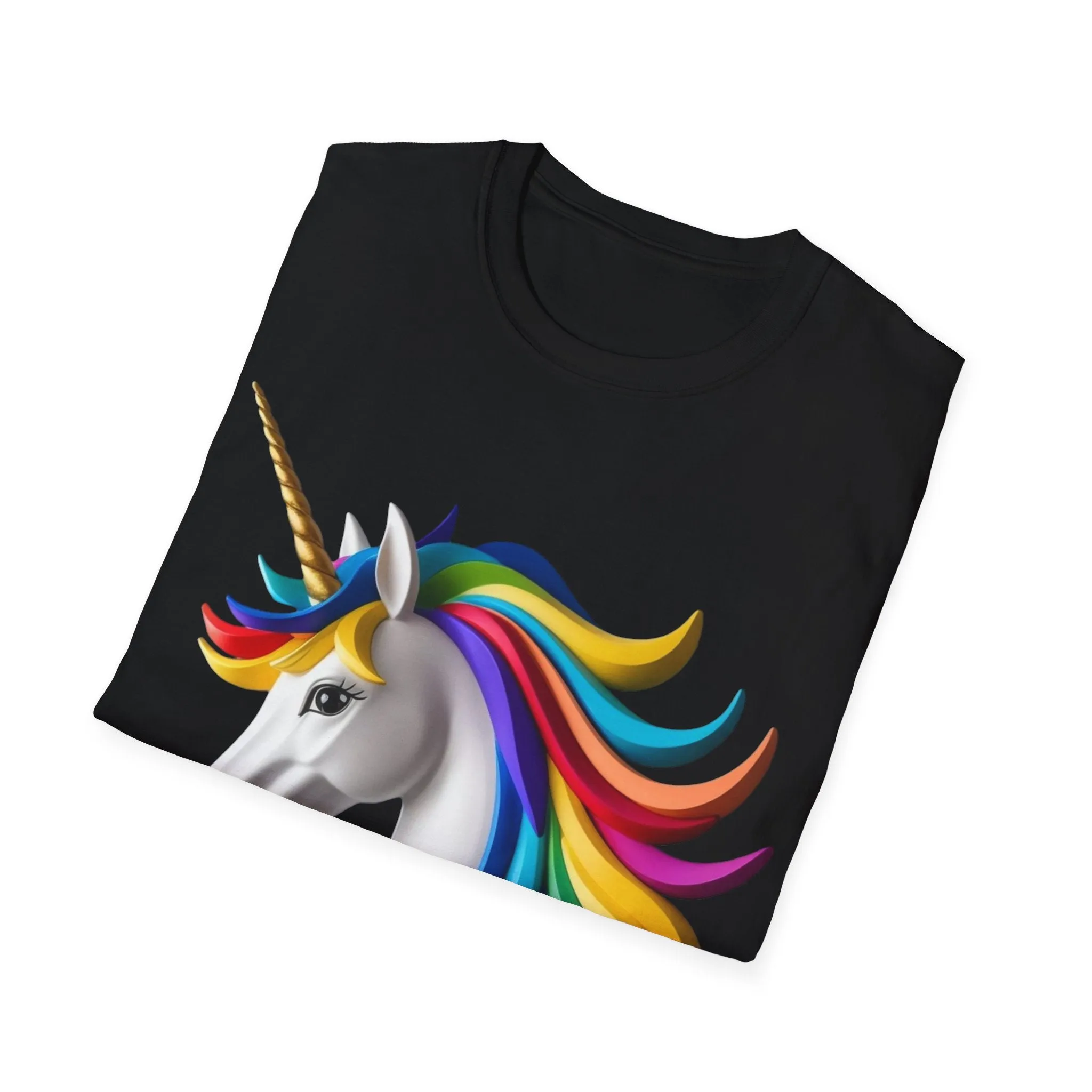 "Rainbow Unicorn Graphic T-Shirt - Vibrant Fantasy Animal Print Tee for Unicorn Lovers"