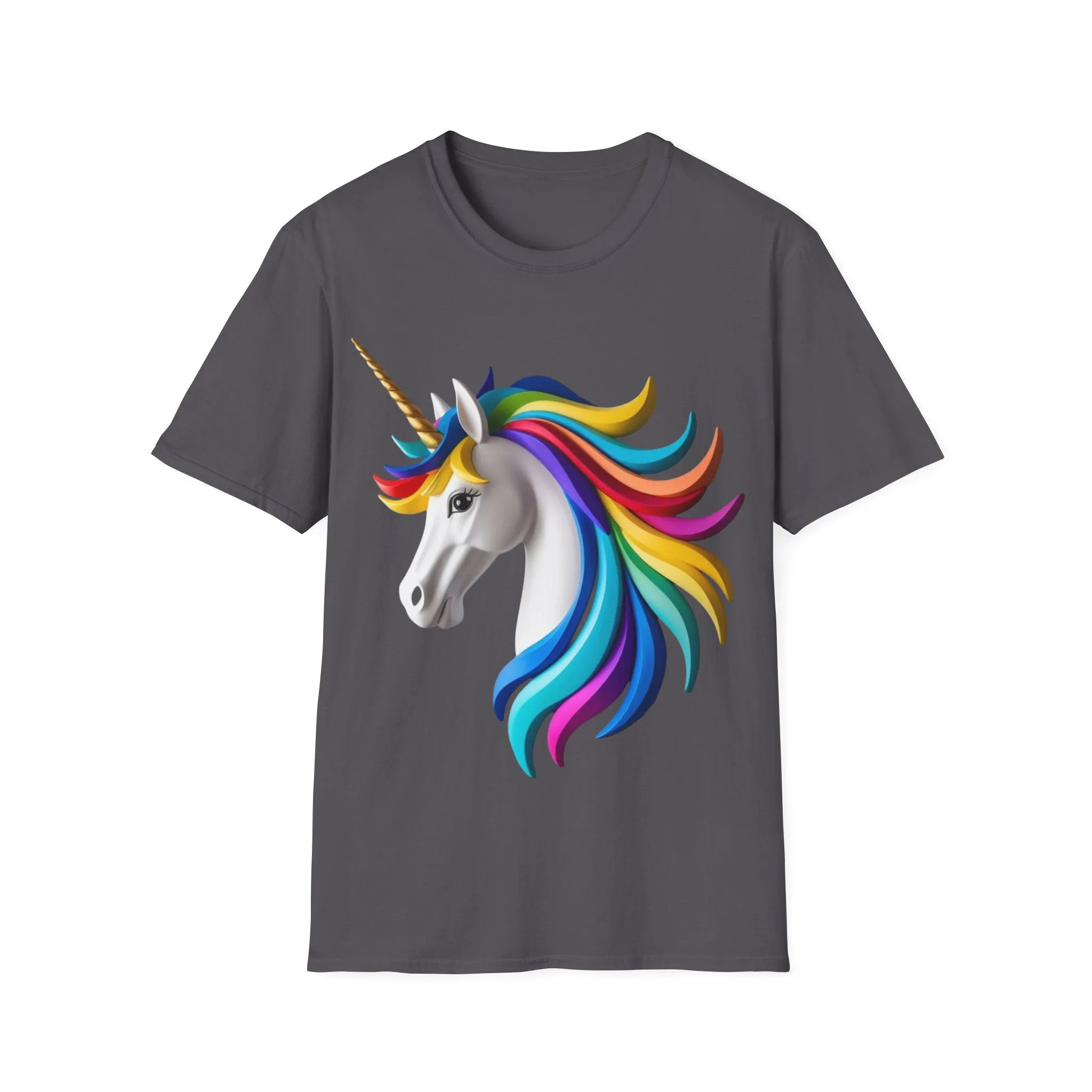 "Rainbow Unicorn Graphic T-Shirt - Vibrant Fantasy Animal Print Tee for Unicorn Lovers"