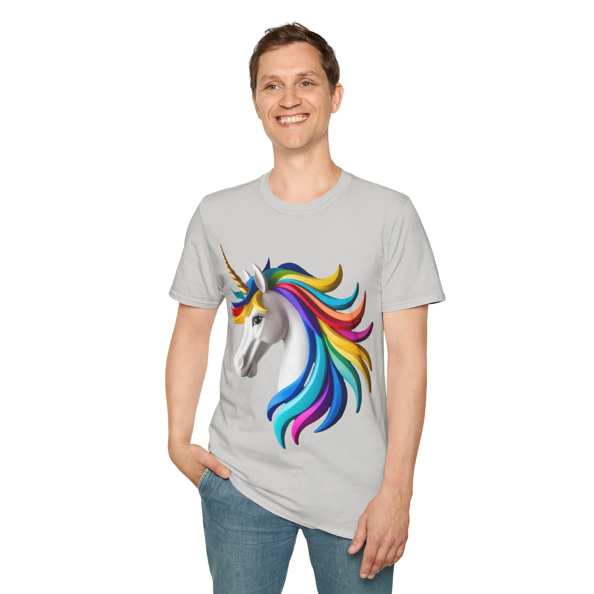 "Rainbow Unicorn Graphic T-Shirt - Vibrant Fantasy Animal Print Tee for Unicorn Lovers"