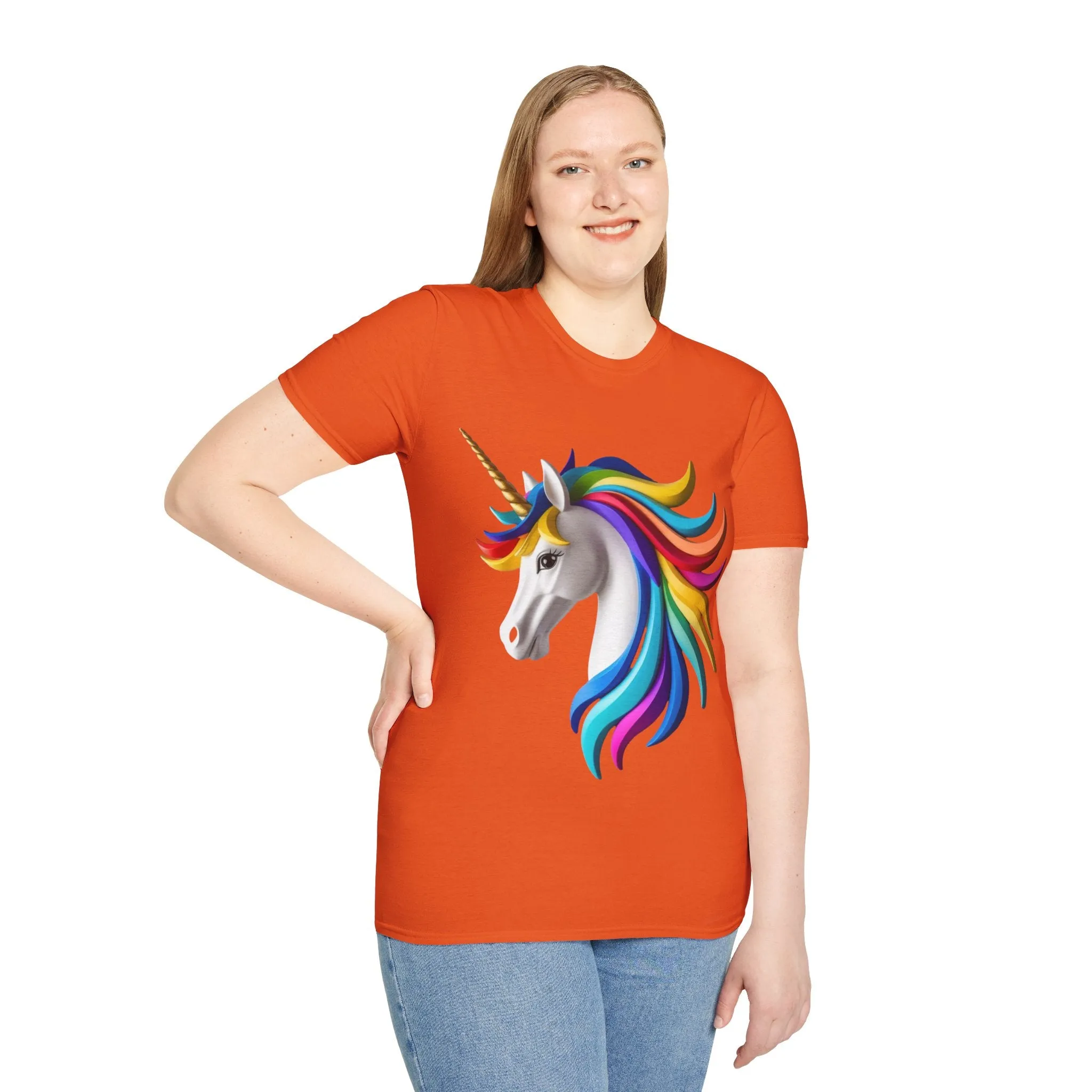 "Rainbow Unicorn Graphic T-Shirt - Vibrant Fantasy Animal Print Tee for Unicorn Lovers"