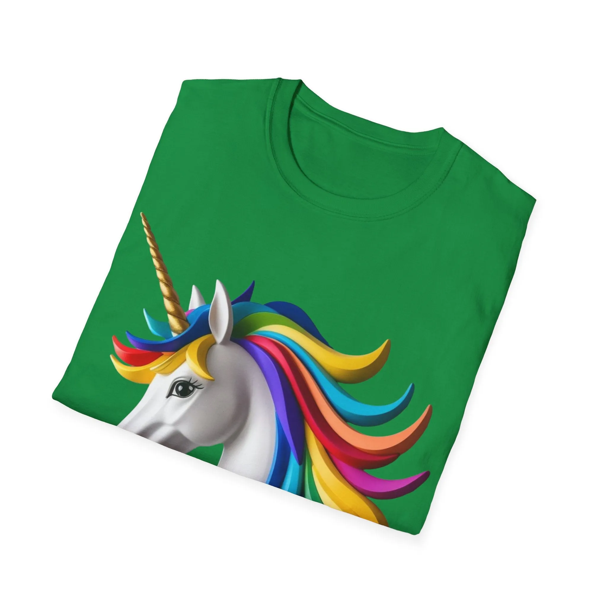 "Rainbow Unicorn Graphic T-Shirt - Vibrant Fantasy Animal Print Tee for Unicorn Lovers"