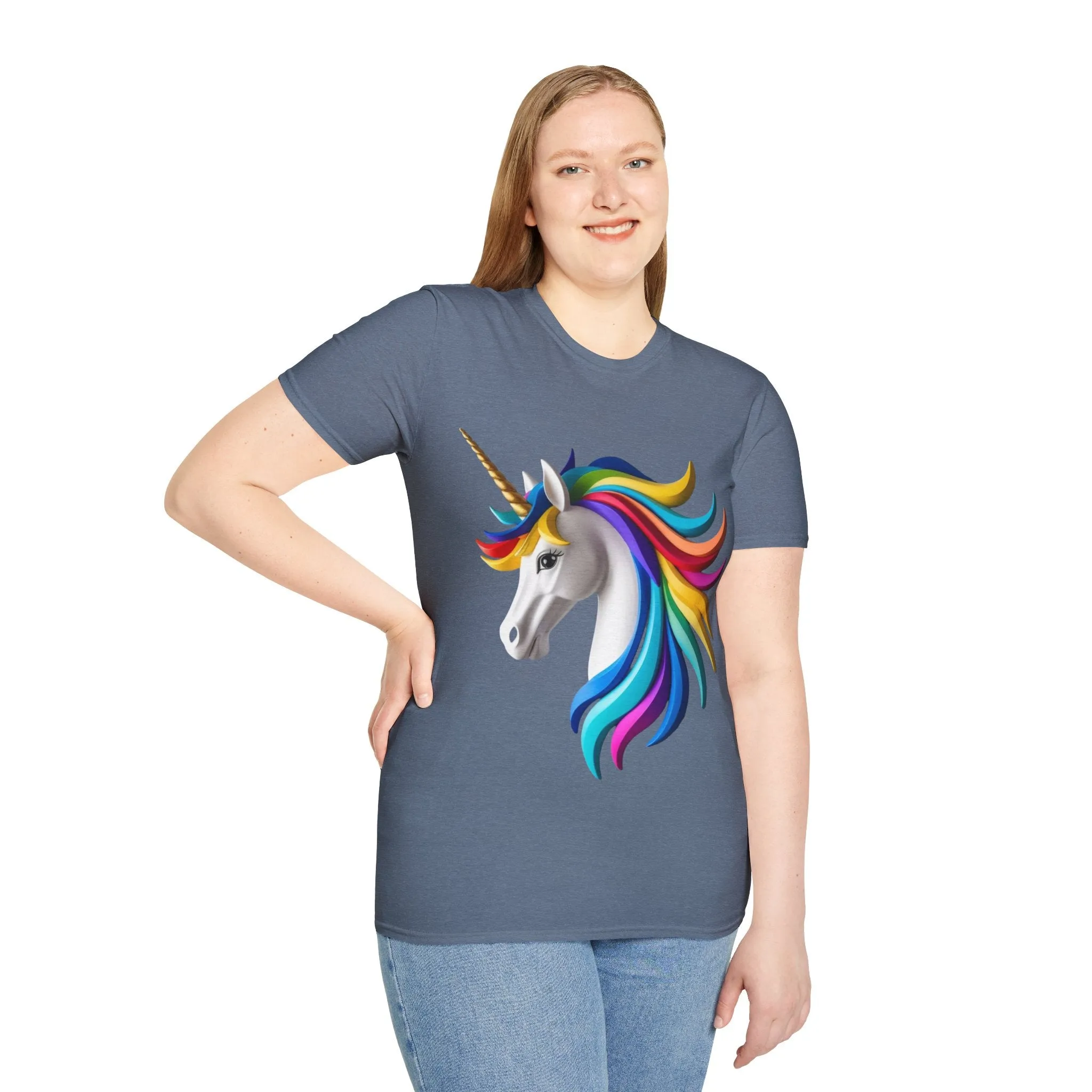 "Rainbow Unicorn Graphic T-Shirt - Vibrant Fantasy Animal Print Tee for Unicorn Lovers"
