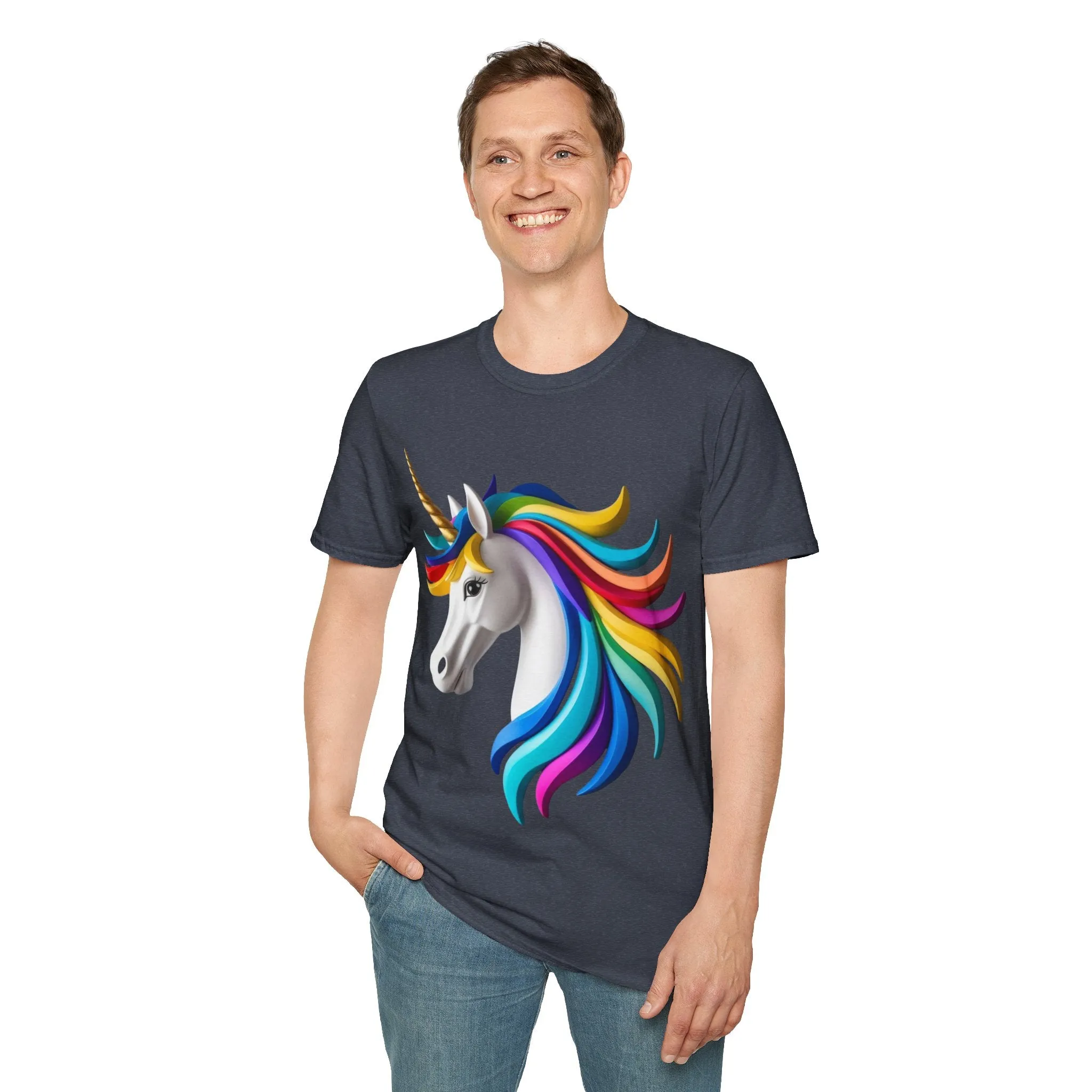 "Rainbow Unicorn Graphic T-Shirt - Vibrant Fantasy Animal Print Tee for Unicorn Lovers"