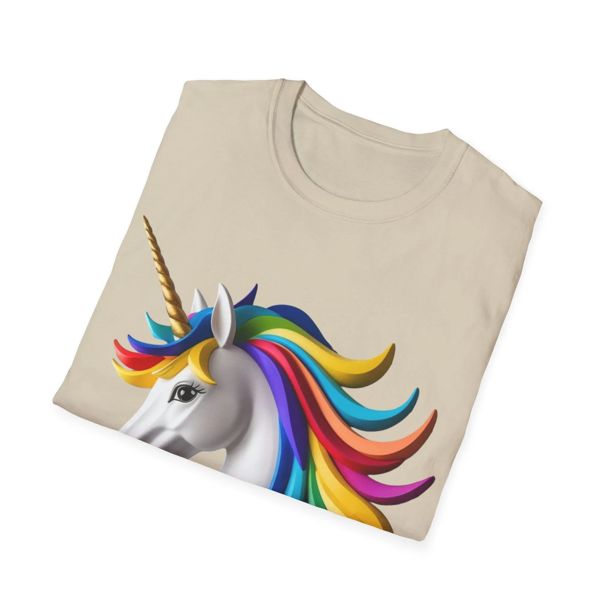 "Rainbow Unicorn Graphic T-Shirt - Vibrant Fantasy Animal Print Tee for Unicorn Lovers"