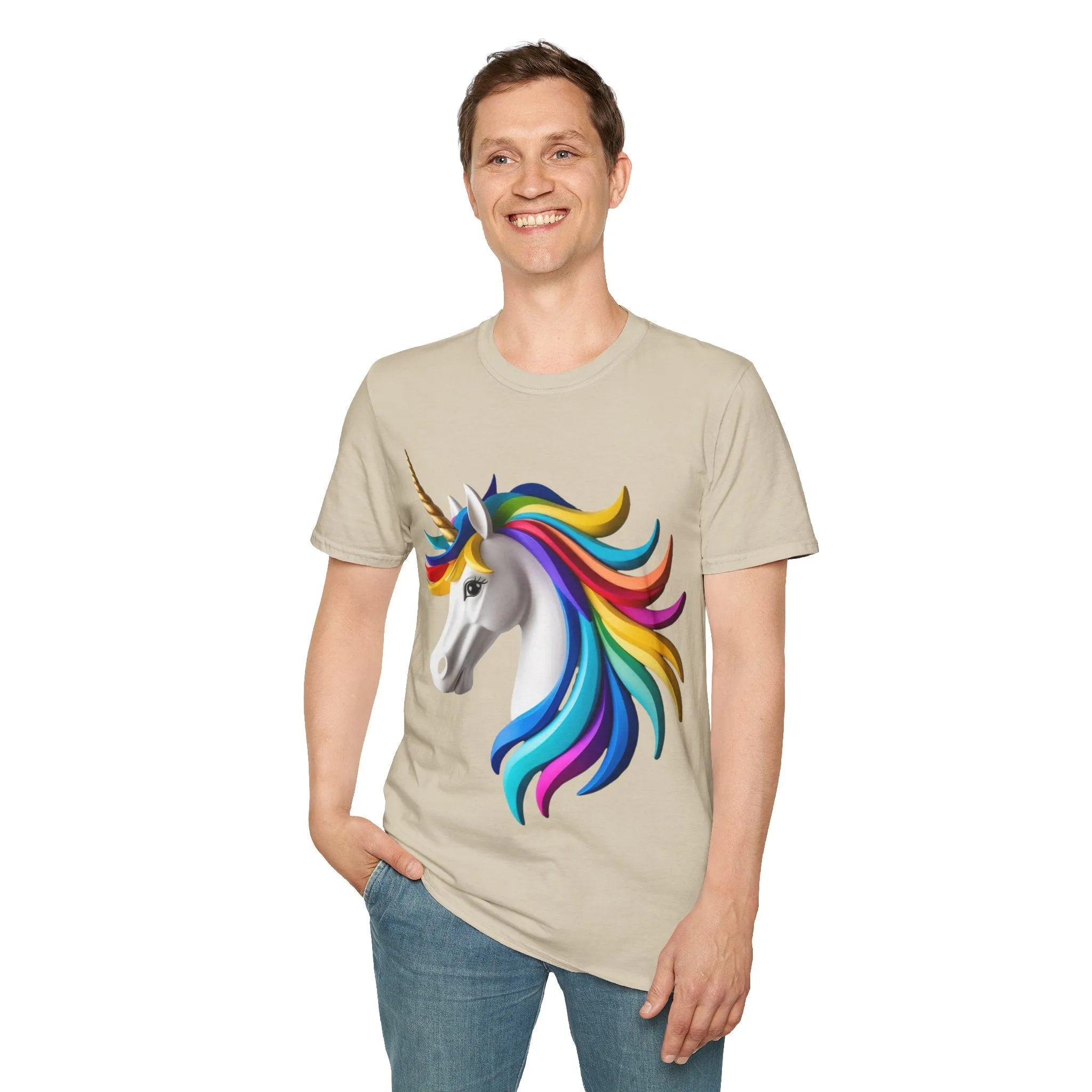 "Rainbow Unicorn Graphic T-Shirt - Vibrant Fantasy Animal Print Tee for Unicorn Lovers"