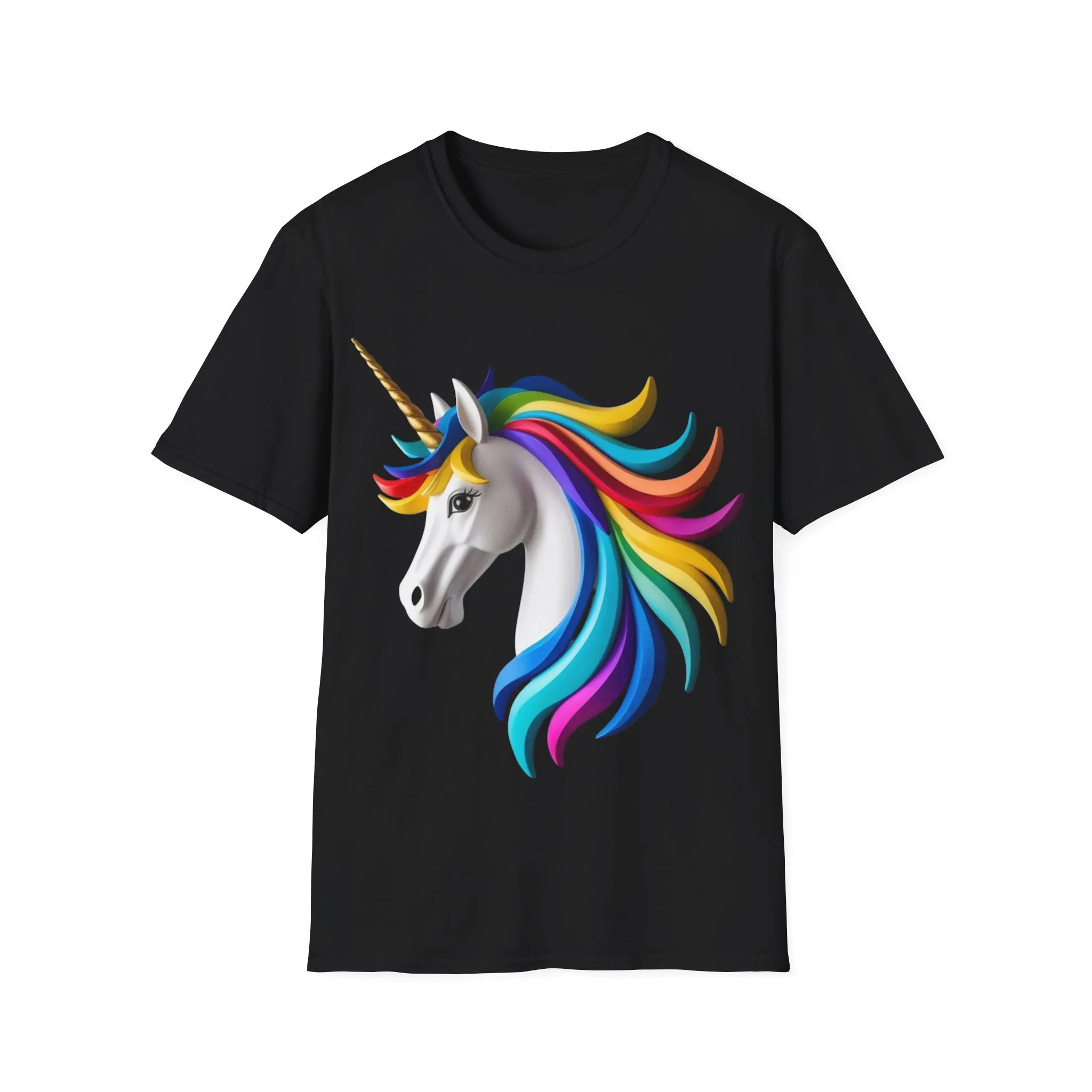 "Rainbow Unicorn Graphic T-Shirt - Vibrant Fantasy Animal Print Tee for Unicorn Lovers"