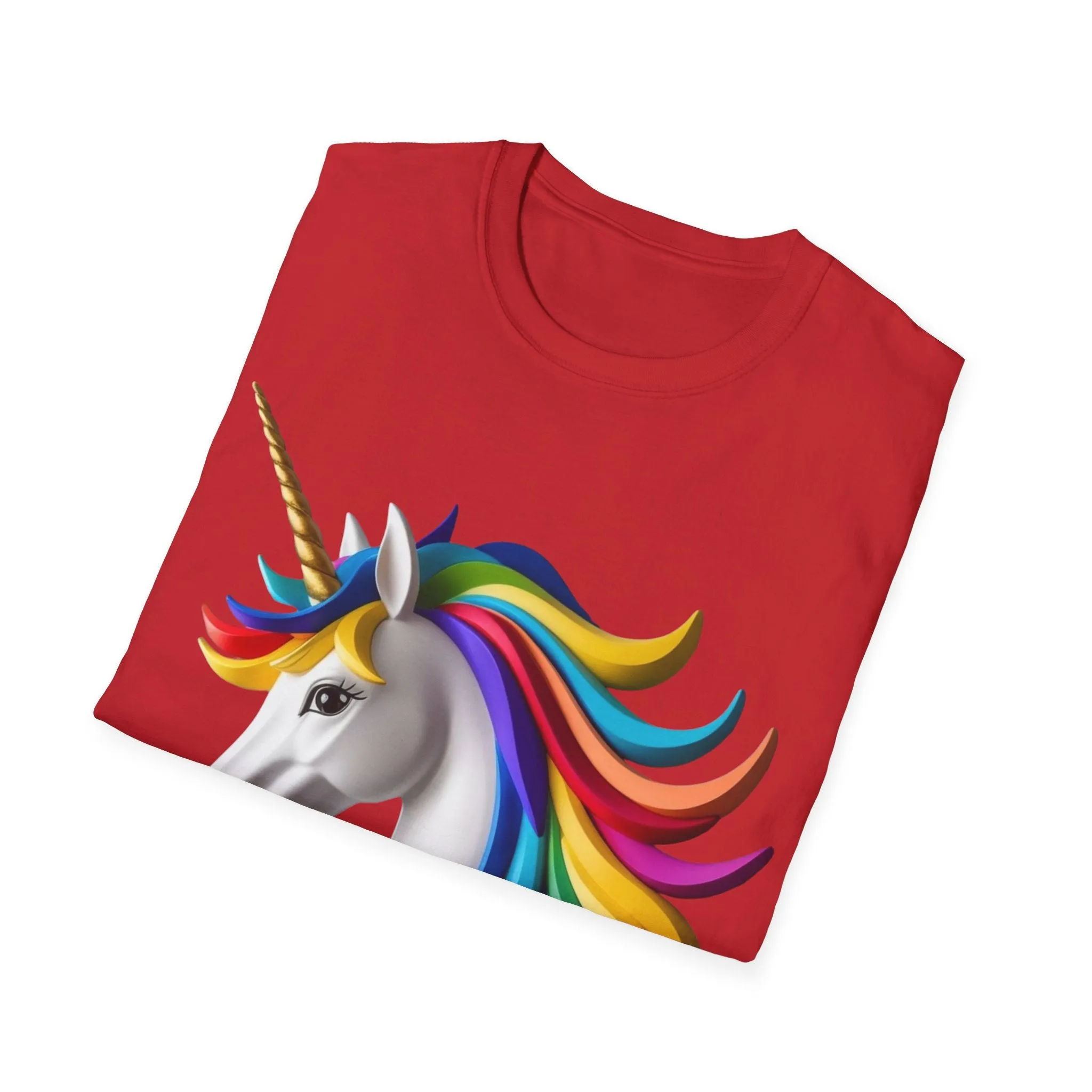 "Rainbow Unicorn Graphic T-Shirt - Vibrant Fantasy Animal Print Tee for Unicorn Lovers"