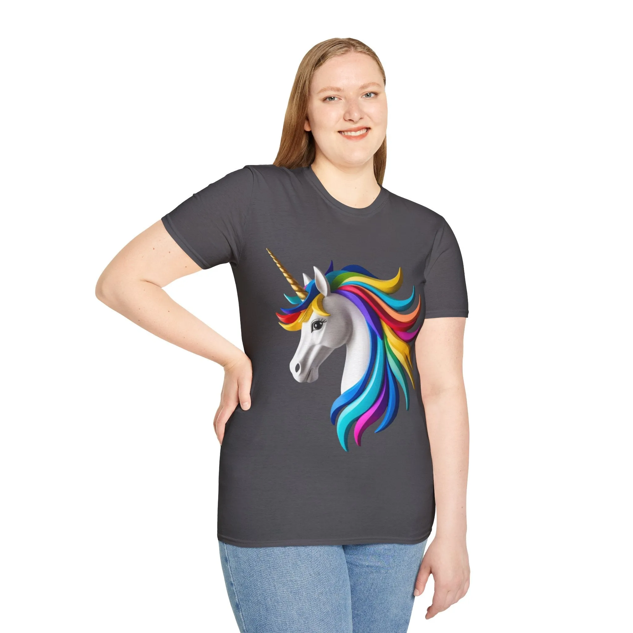 "Rainbow Unicorn Graphic T-Shirt - Vibrant Fantasy Animal Print Tee for Unicorn Lovers"