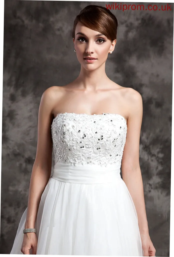 Satin Organza Ball-Gown/Princess Moira Strapless Ankle-Length With Wedding Dress Lace Wedding Dresses Beading