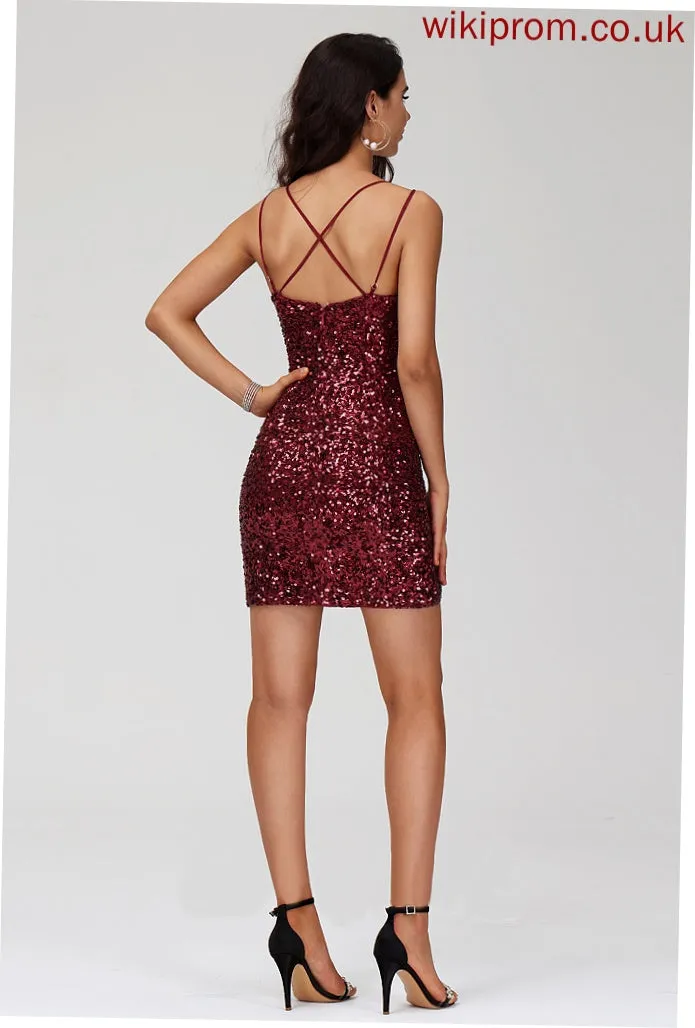 Short/Mini Sheath/Column Homecoming Homecoming Dresses With Sequined Neck Scoop Audrina Dress Sequins