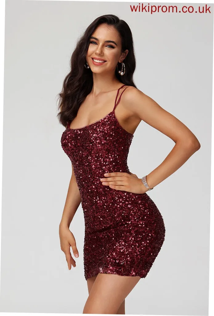 Short/Mini Sheath/Column Homecoming Homecoming Dresses With Sequined Neck Scoop Audrina Dress Sequins