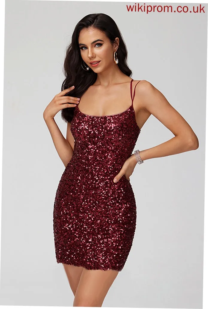 Short/Mini Sheath/Column Homecoming Homecoming Dresses With Sequined Neck Scoop Audrina Dress Sequins