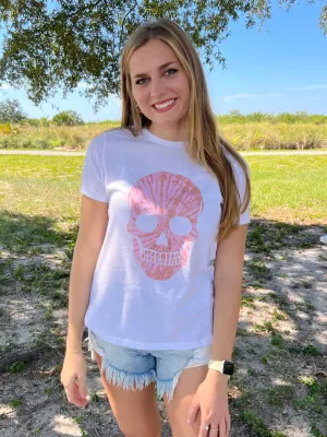 SKULL TIE DYE TEE IN WHITE