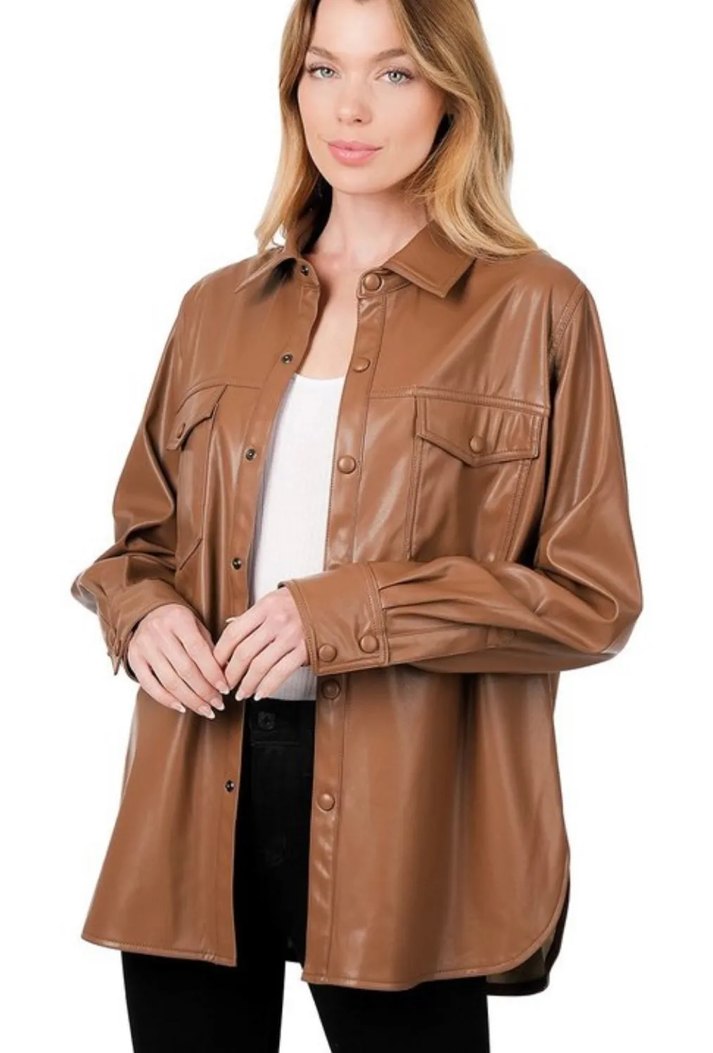 Tessa Vegan Leather Shacket