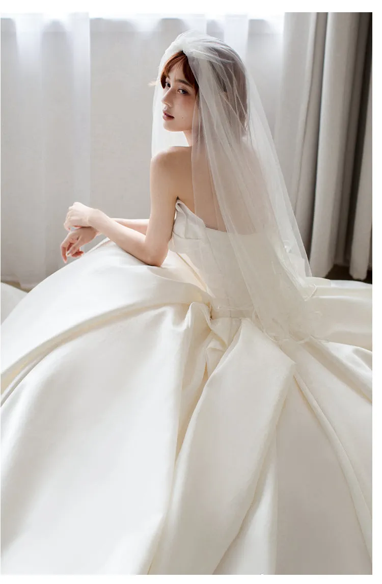 Unique Duchess Satin Strapless Ball Gown Wedding Dress Ball Gowns for Wedding