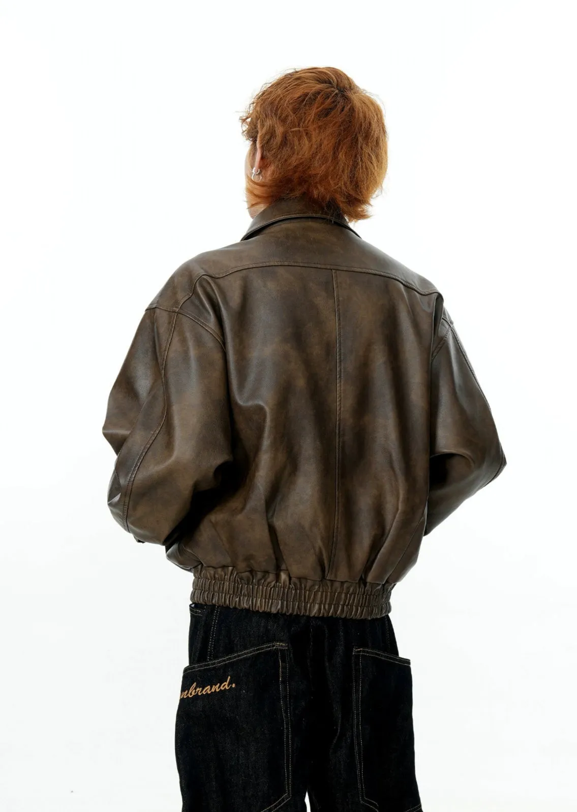 Vintage Wash Faux Leather Zip Jacket