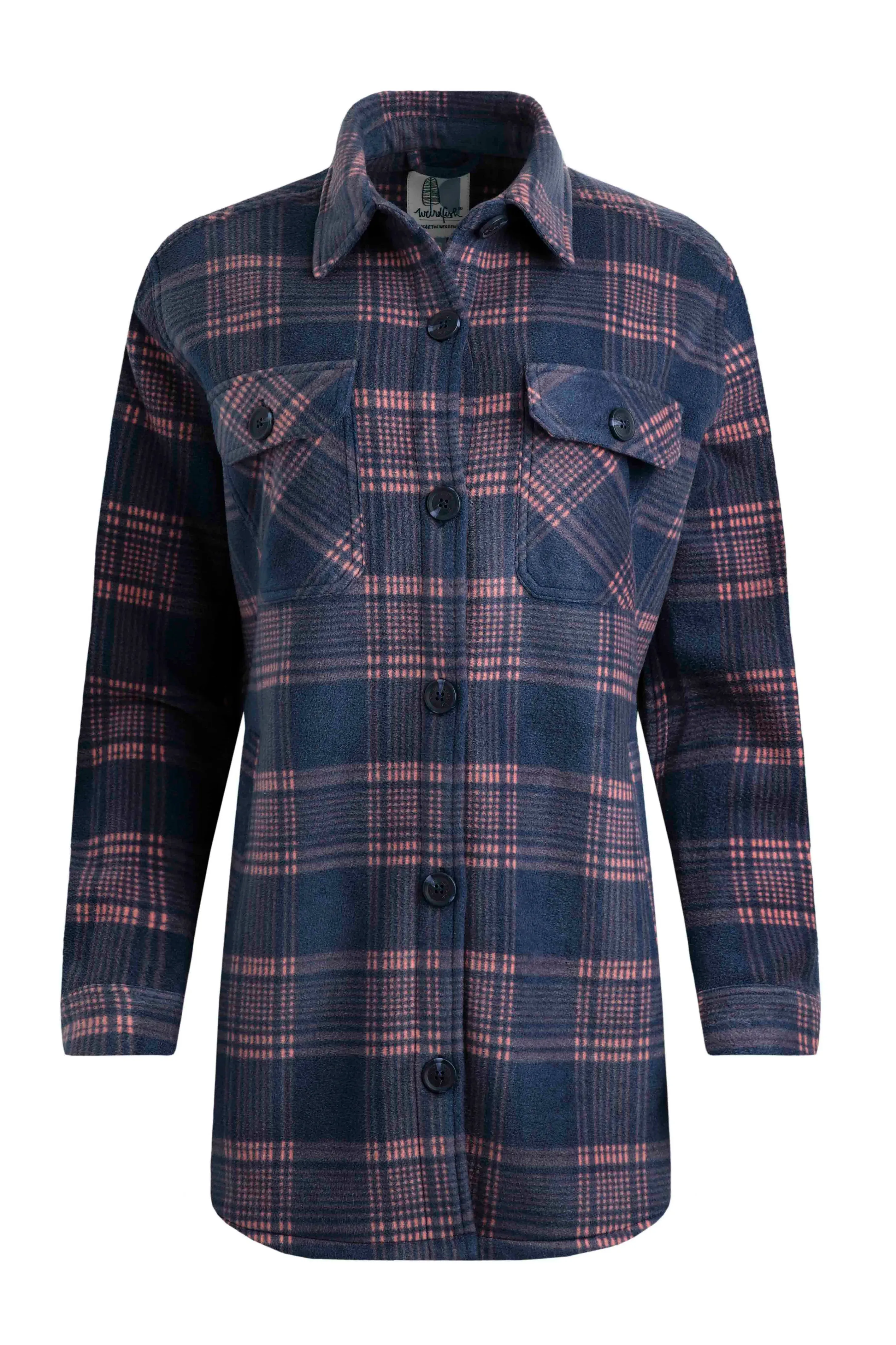 Weird Fish 12 Blue Oversized Checked Fleece Shacket