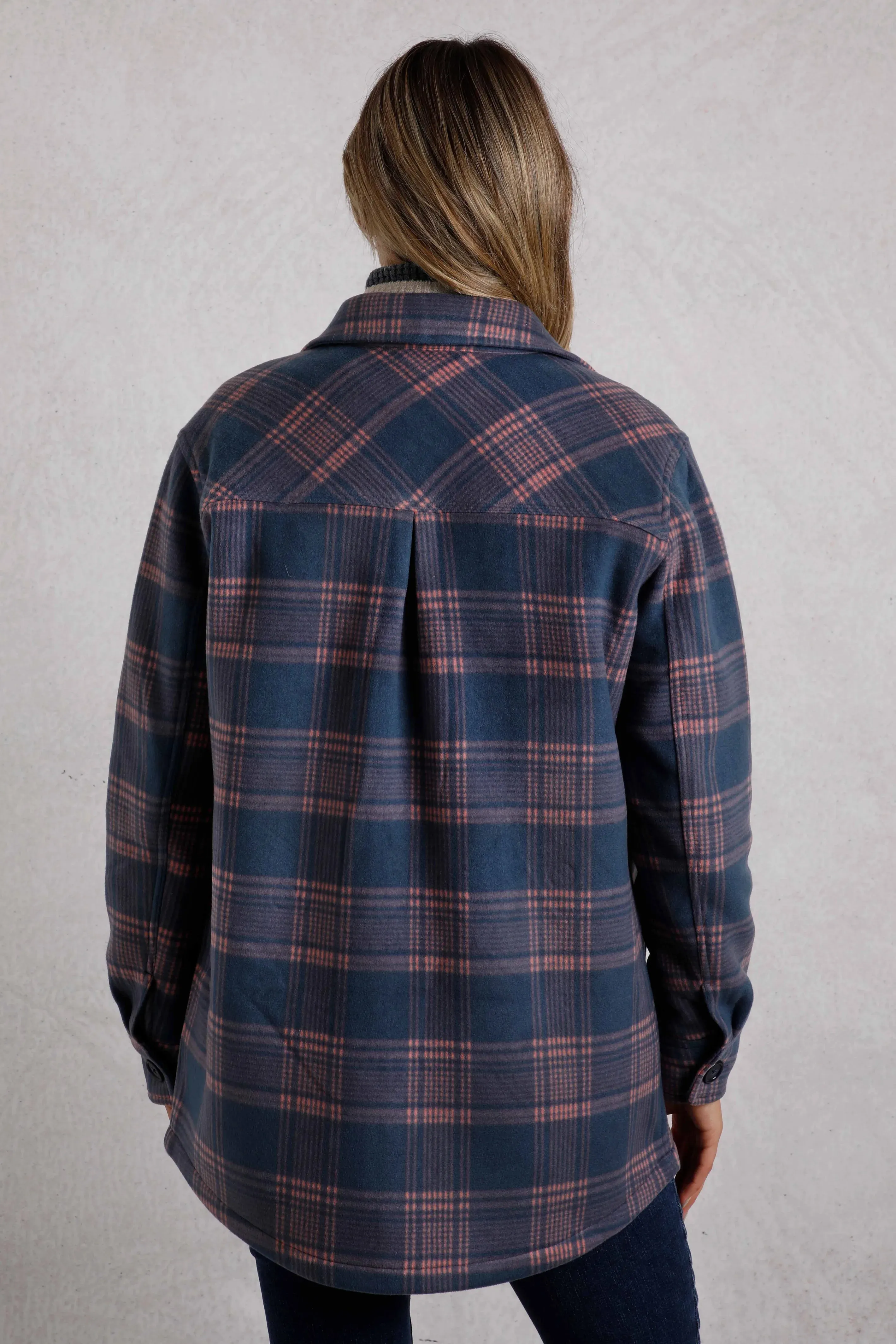 Weird Fish 12 Blue Oversized Checked Fleece Shacket