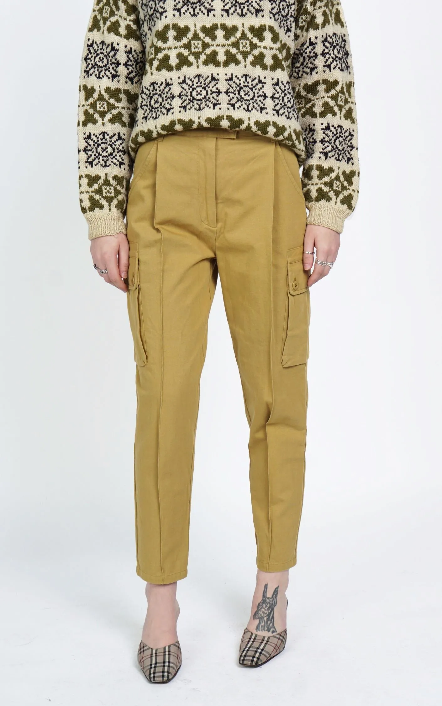 Y2K Camel Khaki High Waisted Cargo Pants