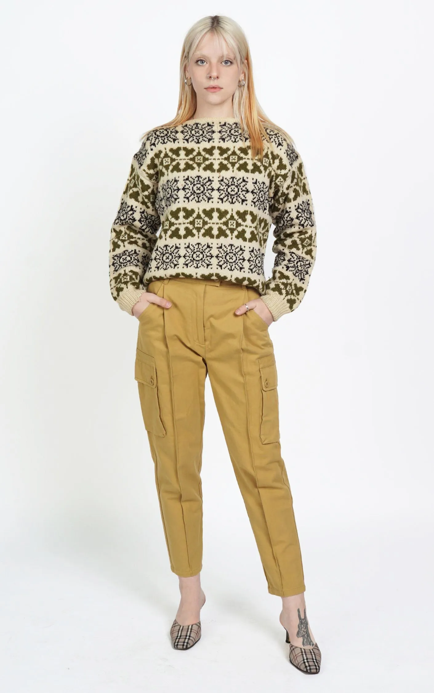 Y2K Camel Khaki High Waisted Cargo Pants