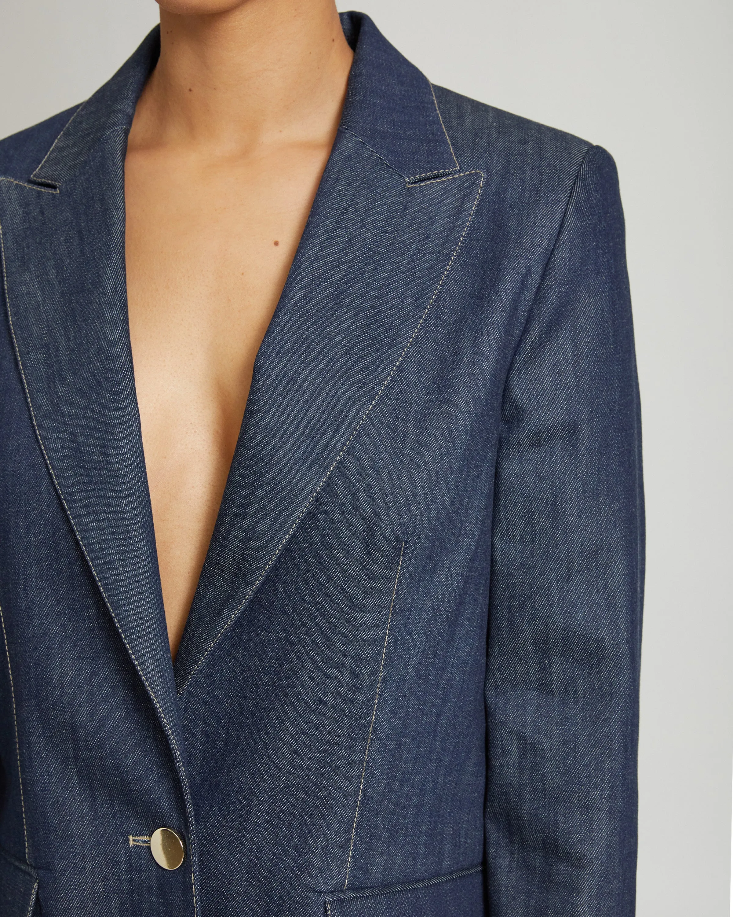 ZOE Single-Button Oversized Blazer in Cotton Denim