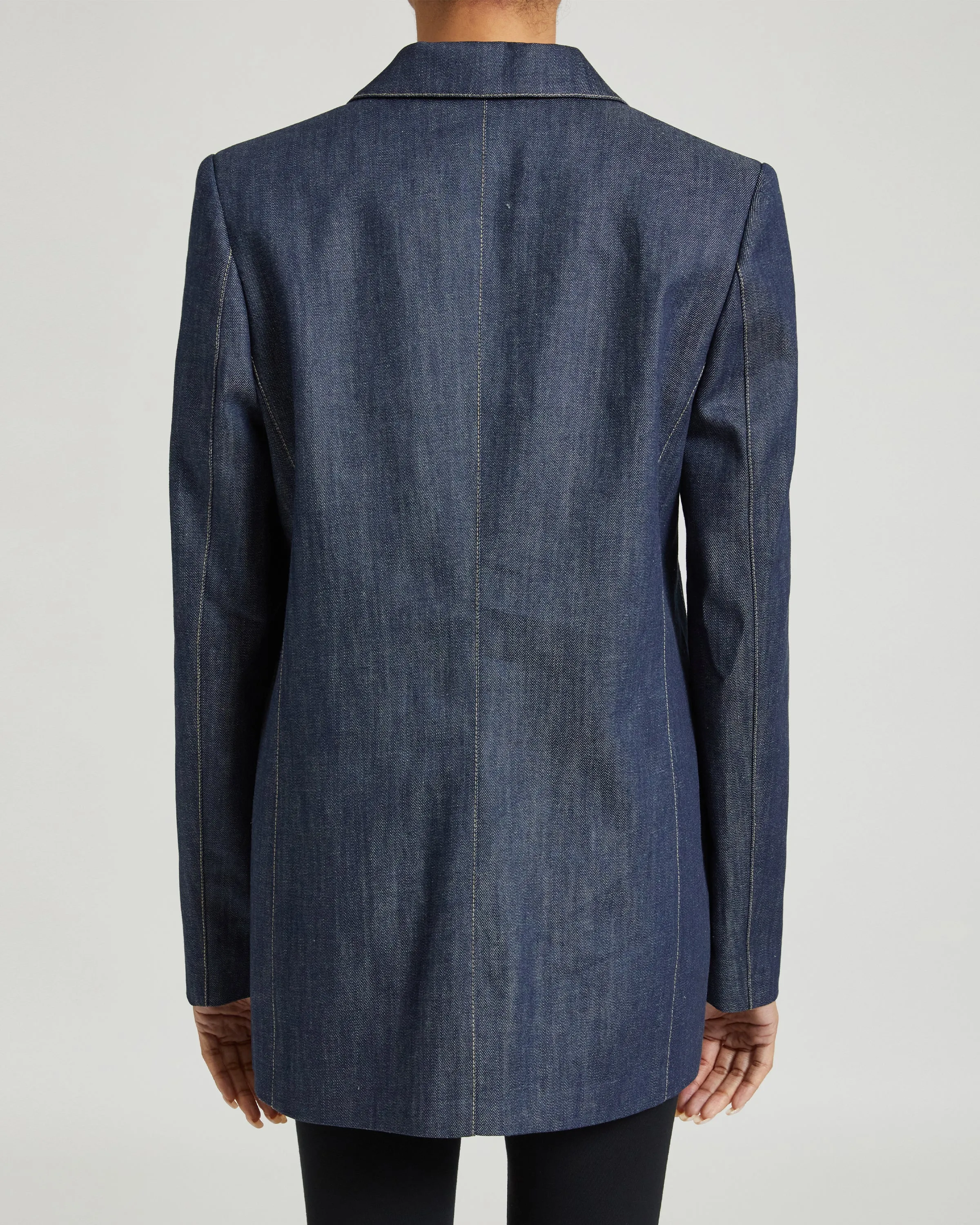 ZOE Single-Button Oversized Blazer in Cotton Denim